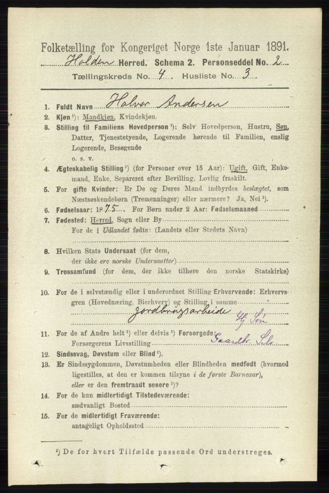 RA, 1891 census for 0819 Holla, 1891, p. 2268