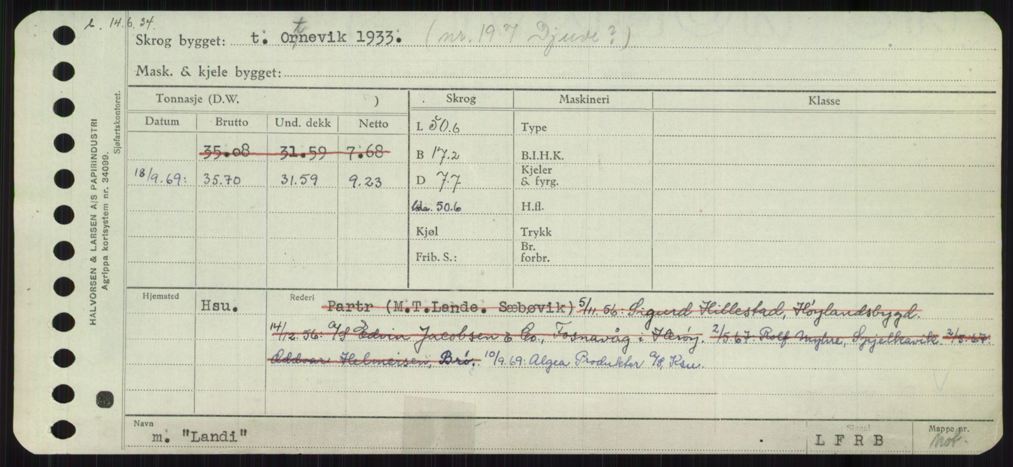 Sjøfartsdirektoratet med forløpere, Skipsmålingen, RA/S-1627/H/Ha/L0003/0002: Fartøy, Hilm-Mar / Fartøy, Kom-Mar, p. 289