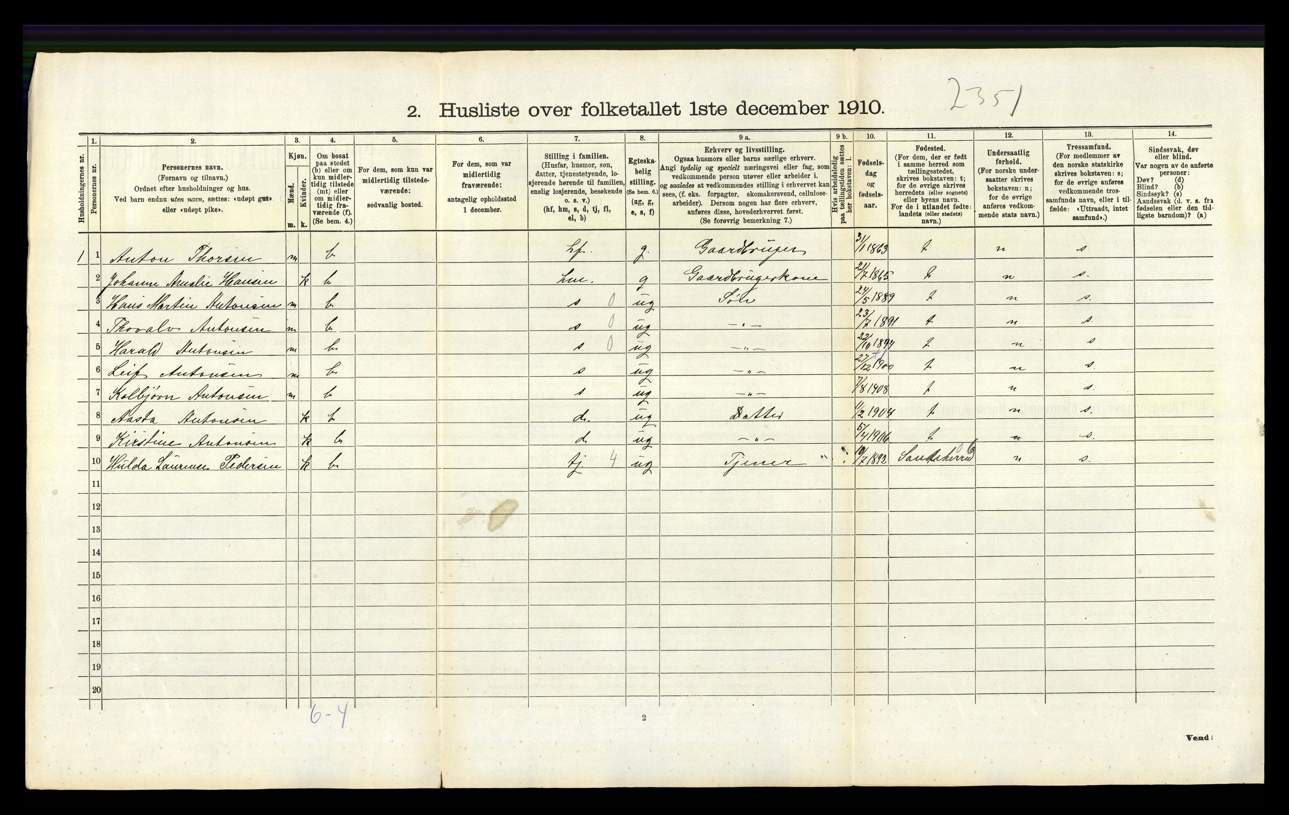 RA, 1910 census for Hedrum, 1910, p. 861