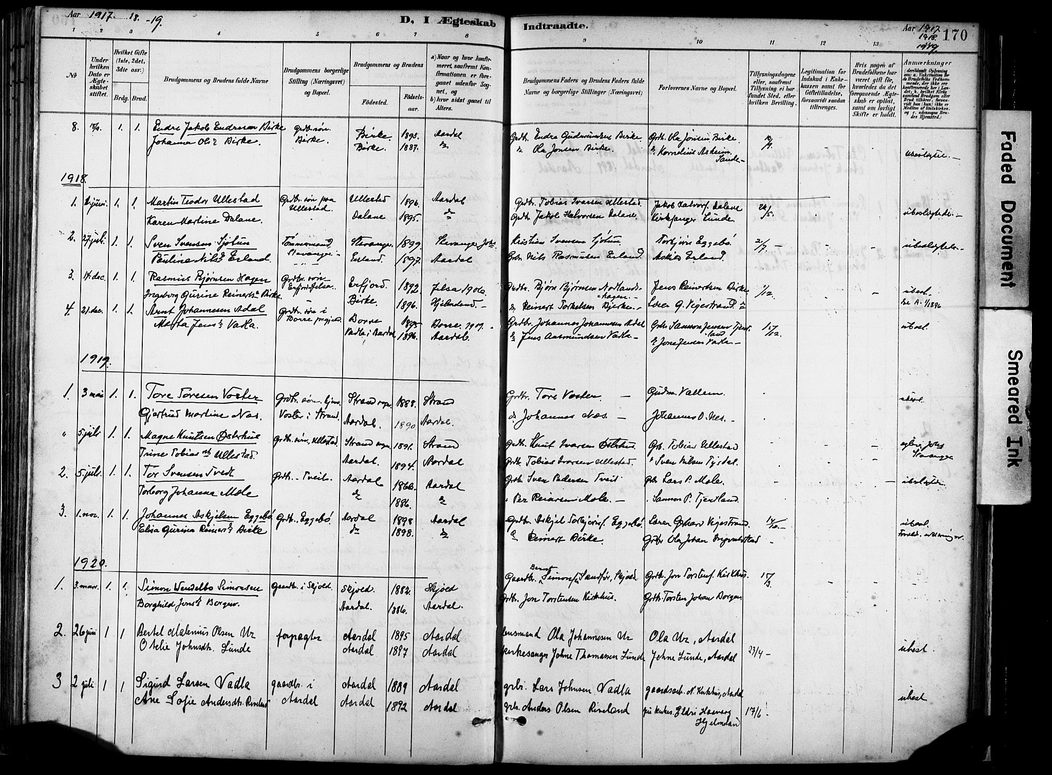 Hjelmeland sokneprestkontor, AV/SAST-A-101843/02/A/L0001: Parish register (official) no. A 16, 1887-1926, p. 170