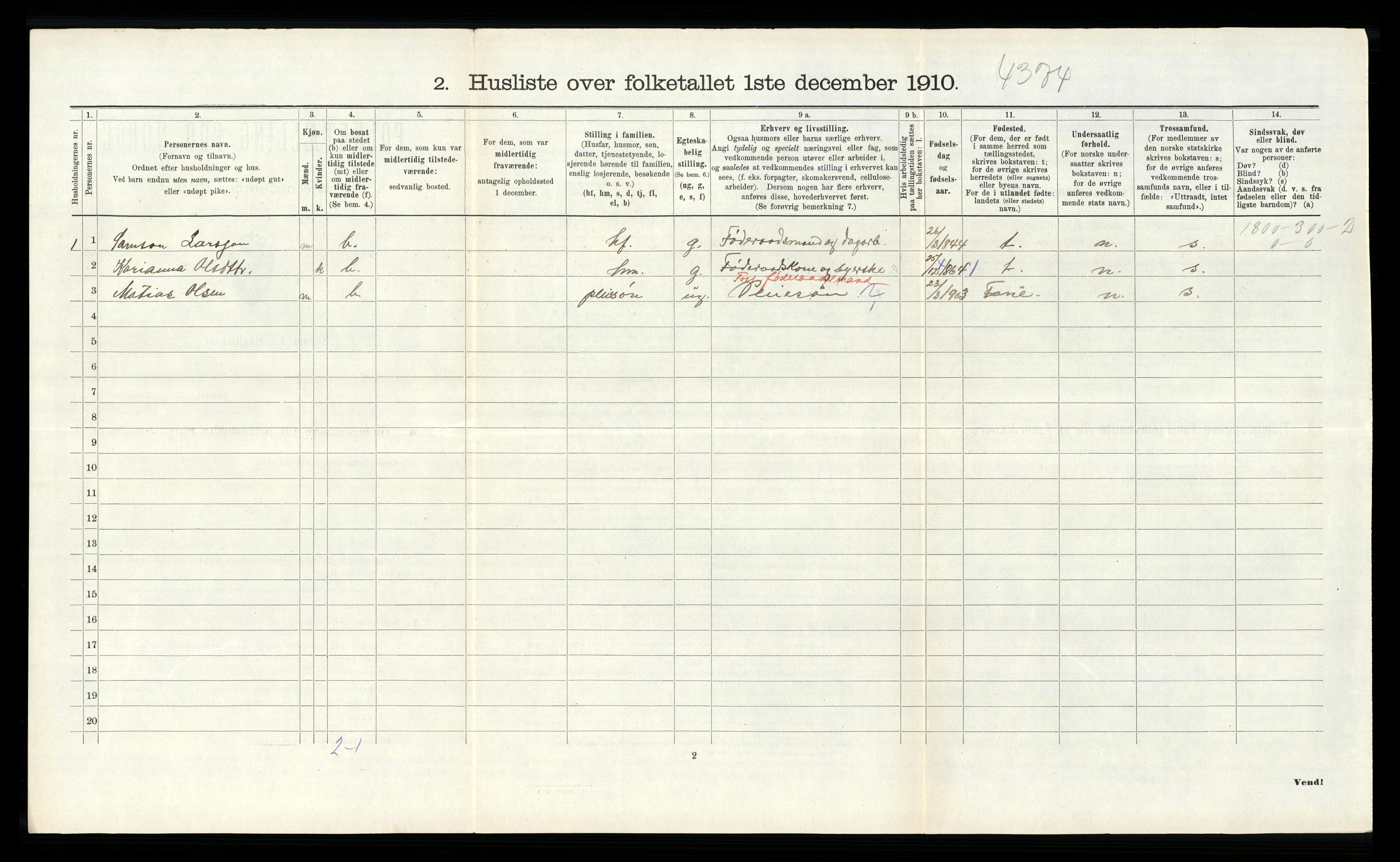 RA, 1910 census for Tysnes, 1910, p. 1029