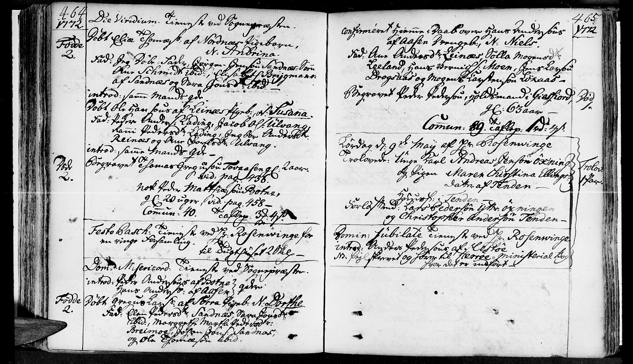 Ministerialprotokoller, klokkerbøker og fødselsregistre - Nordland, SAT/A-1459/830/L0437: Parish register (official) no. 830A05 /2, 1768-1776, p. 464-465