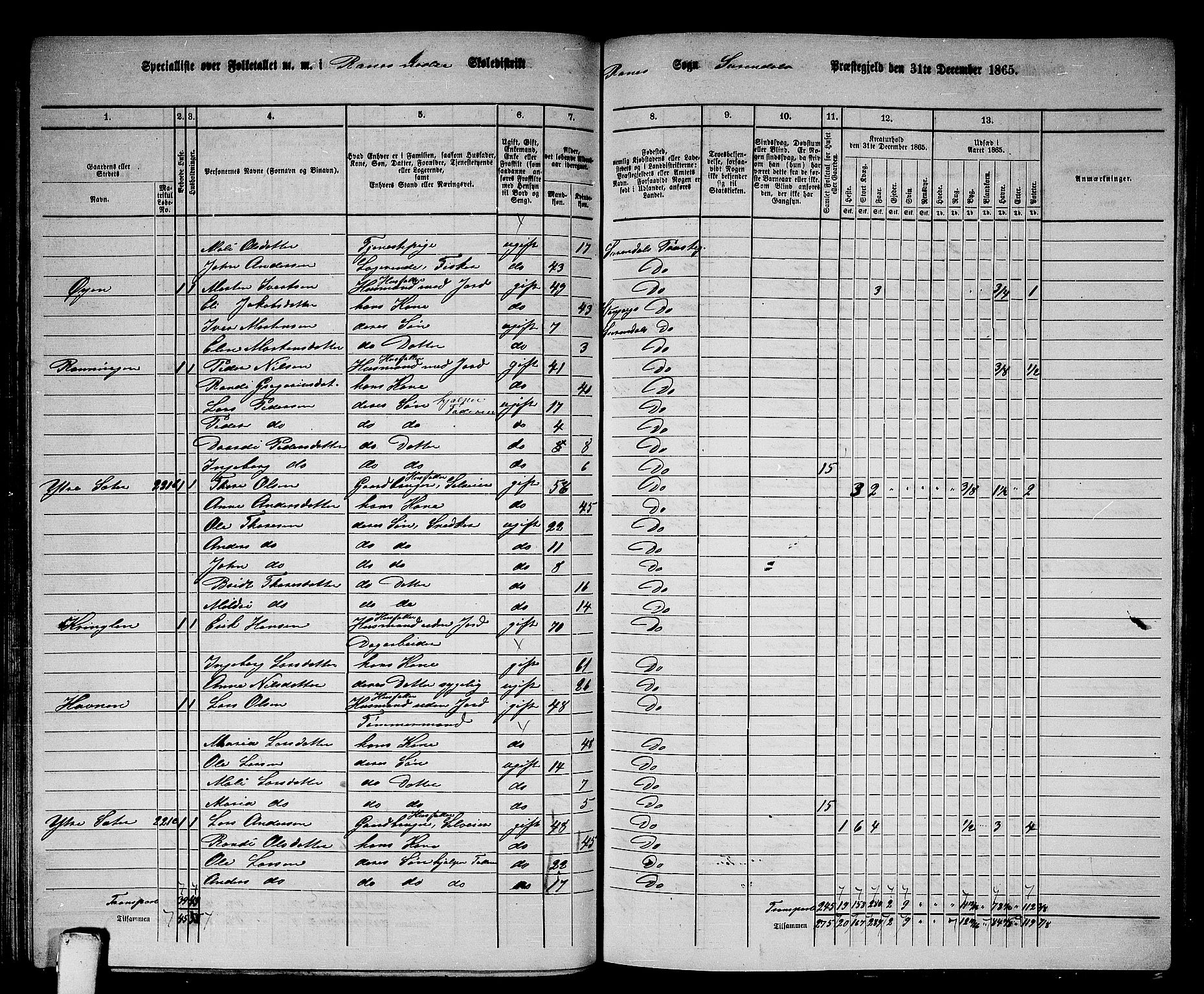 RA, 1865 census for Surnadal, 1865, p. 87