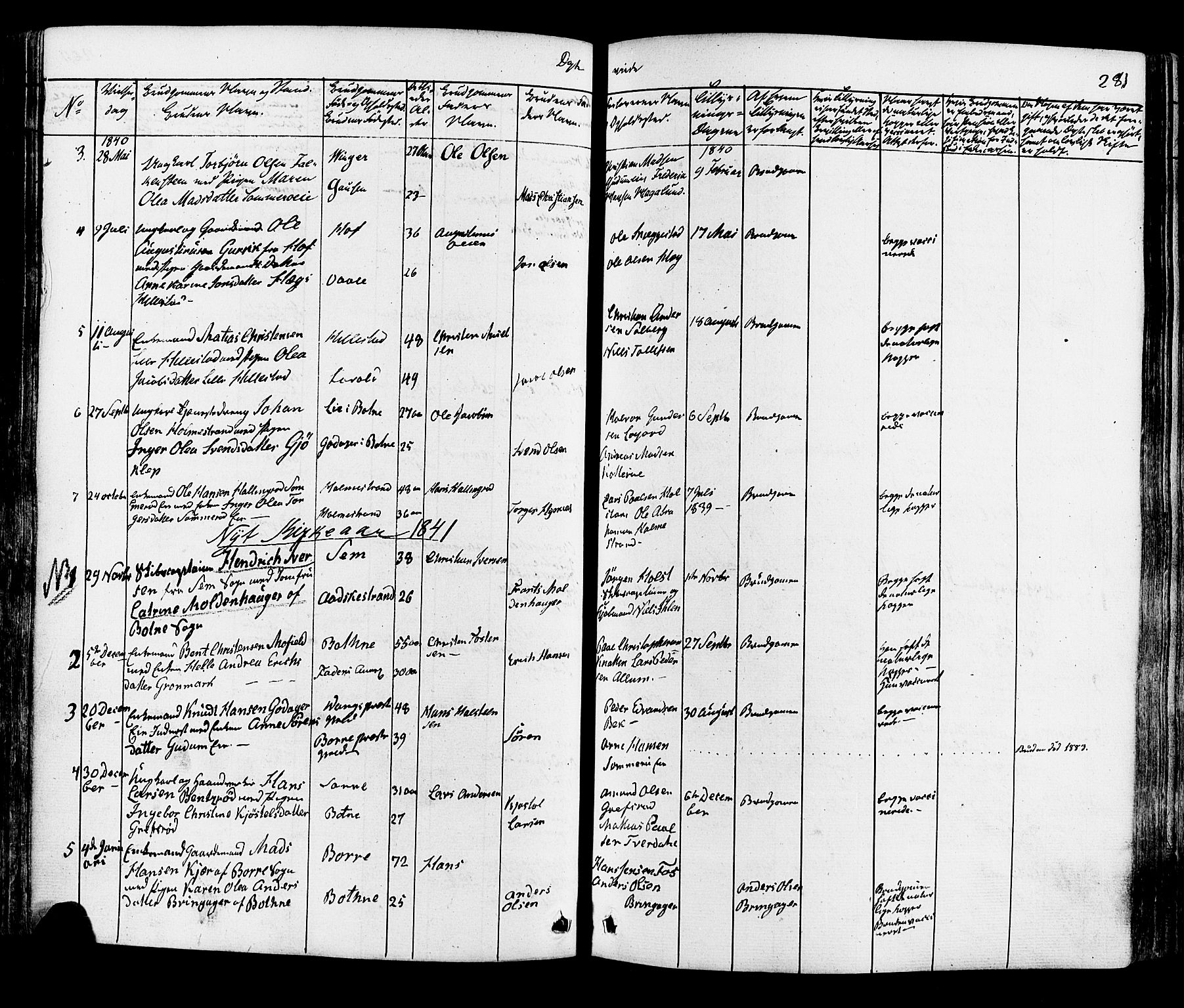 Botne kirkebøker, AV/SAKO-A-340/F/Fa/L0006: Parish register (official) no. I 6, 1836-1877, p. 281