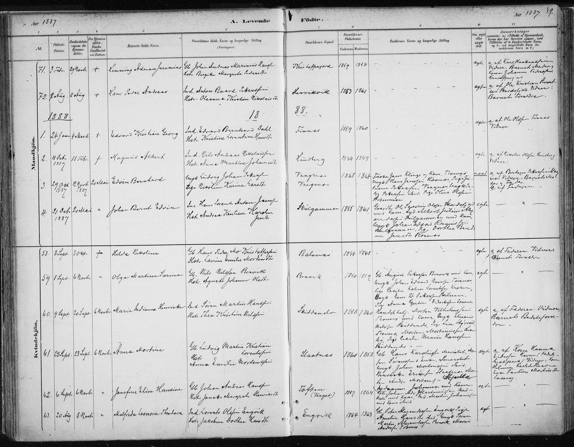 Tromsøysund sokneprestkontor, AV/SATØ-S-1304/G/Ga/L0004kirke: Parish register (official) no. 4, 1880-1888, p. 89