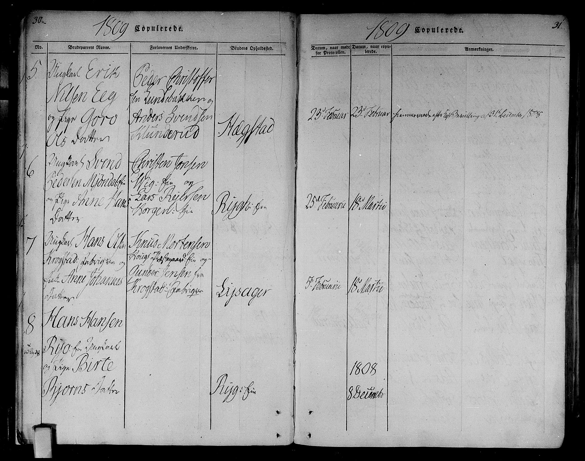 Eiker kirkebøker, AV/SAKO-A-4/F/Fa/L0010: Parish register (official) no. I 10, 1806-1815, p. 30-31