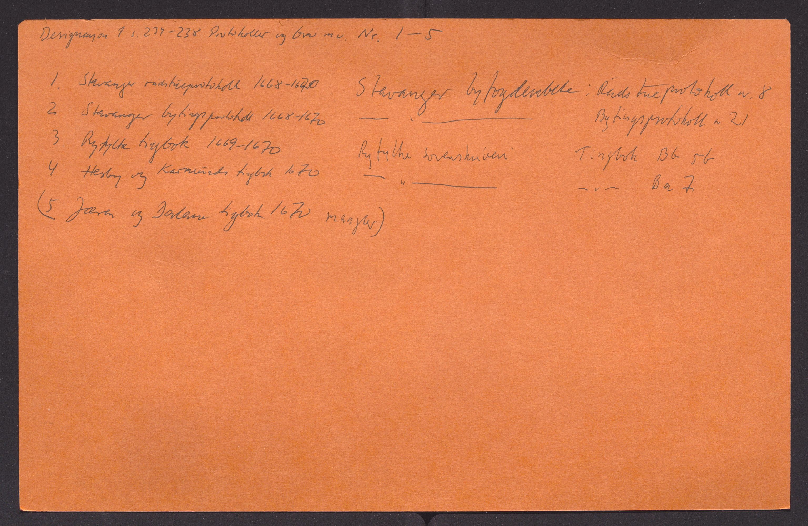 Stavanger len, AV/SAST-A-101870/Ob/L0042: Diverse, 1665-1670, p. 1