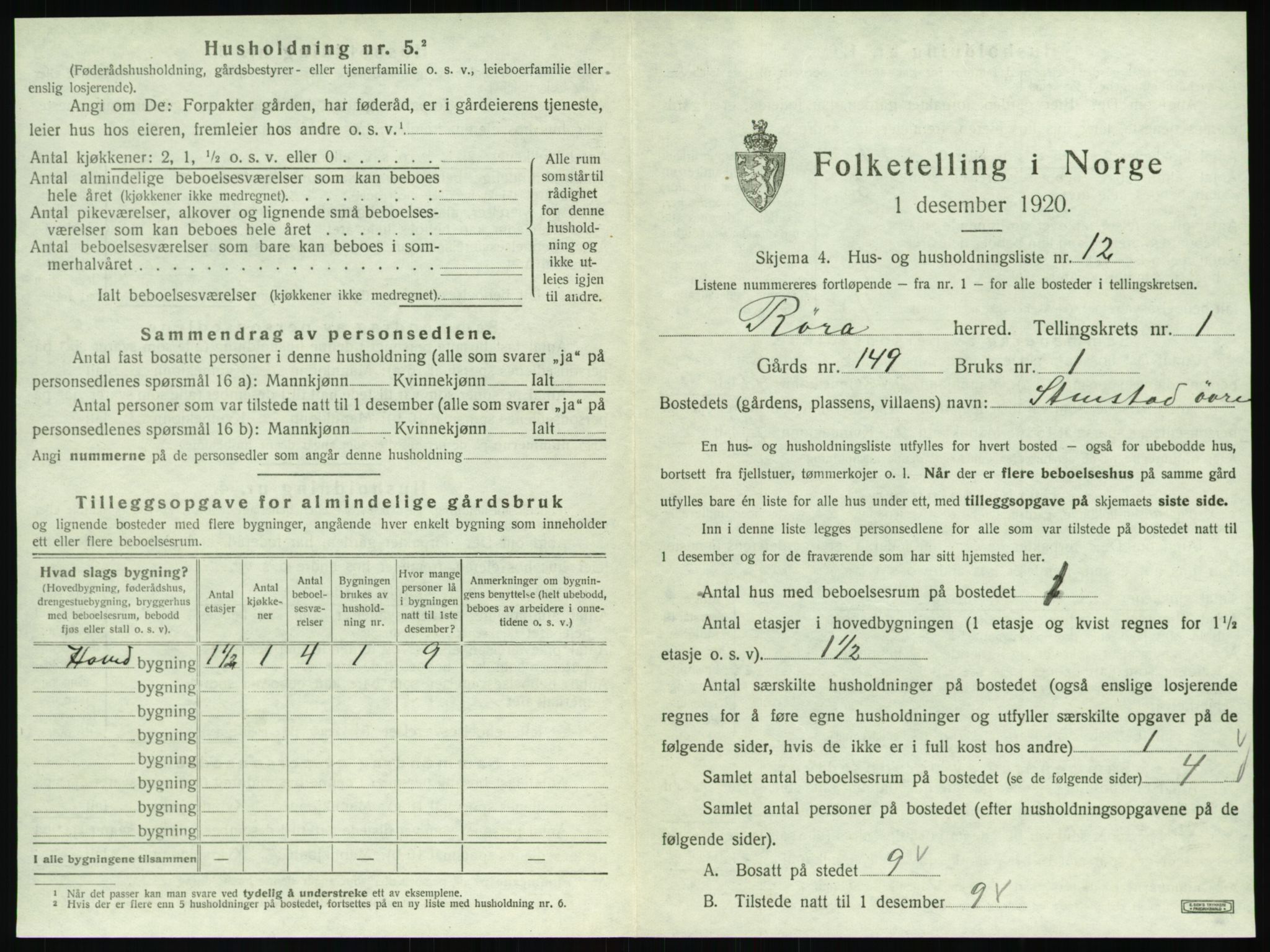 SAT, 1920 census for Røra, 1920, p. 45