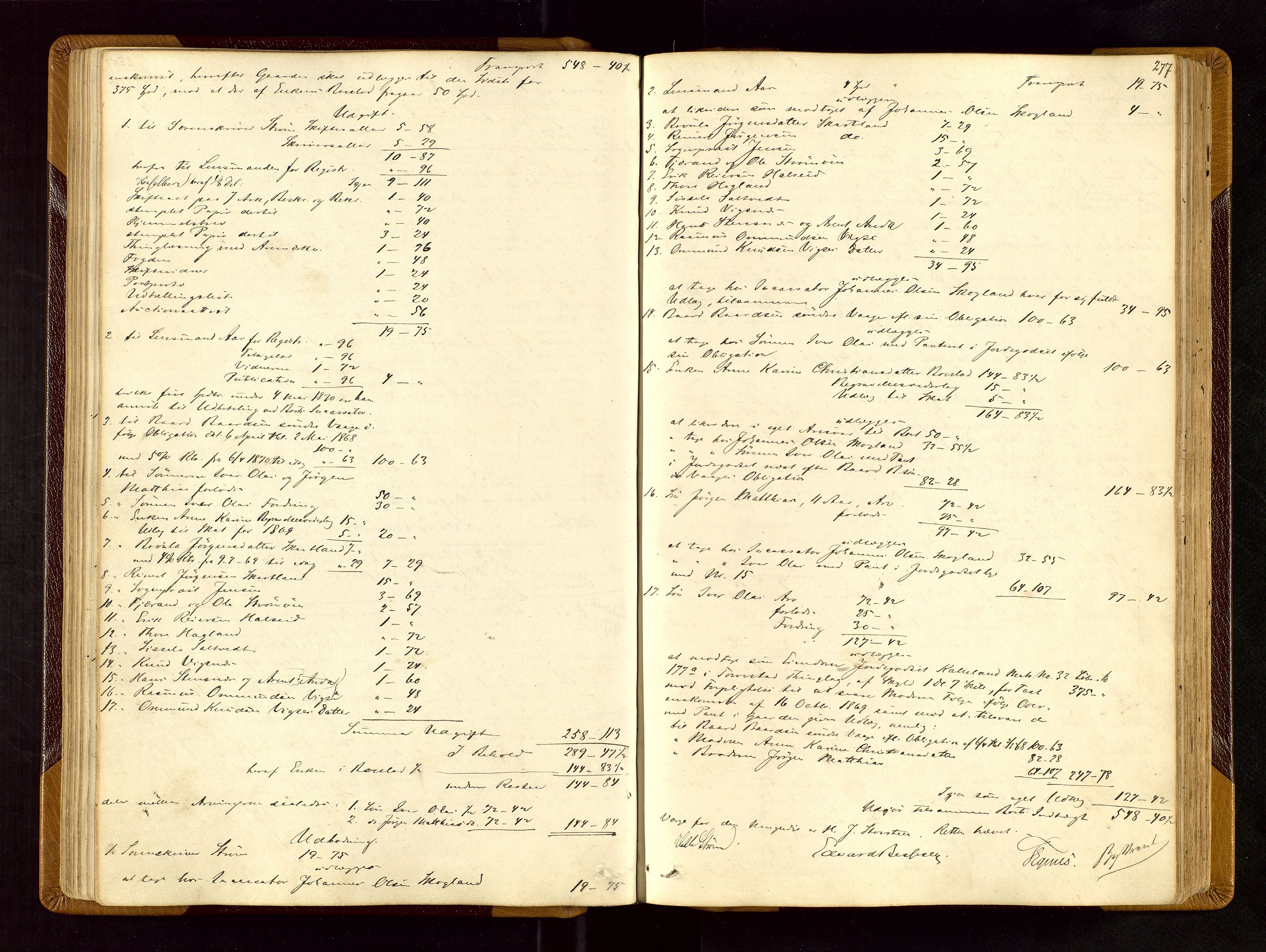 Karmsund sorenskriveri, AV/SAST-A-100311/01/IV/IVDBA/L0004: SKIFTEPROTOKOLL TORVESTAD, TYSVÆR, 1868-1877, p. 276b-277a