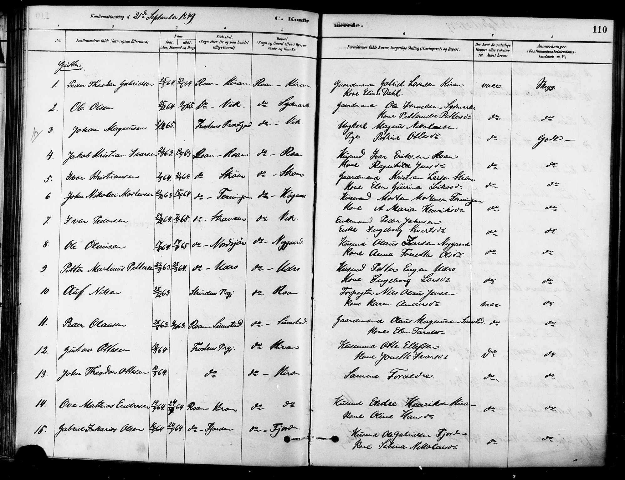 Ministerialprotokoller, klokkerbøker og fødselsregistre - Sør-Trøndelag, SAT/A-1456/657/L0707: Parish register (official) no. 657A08, 1879-1893, p. 110