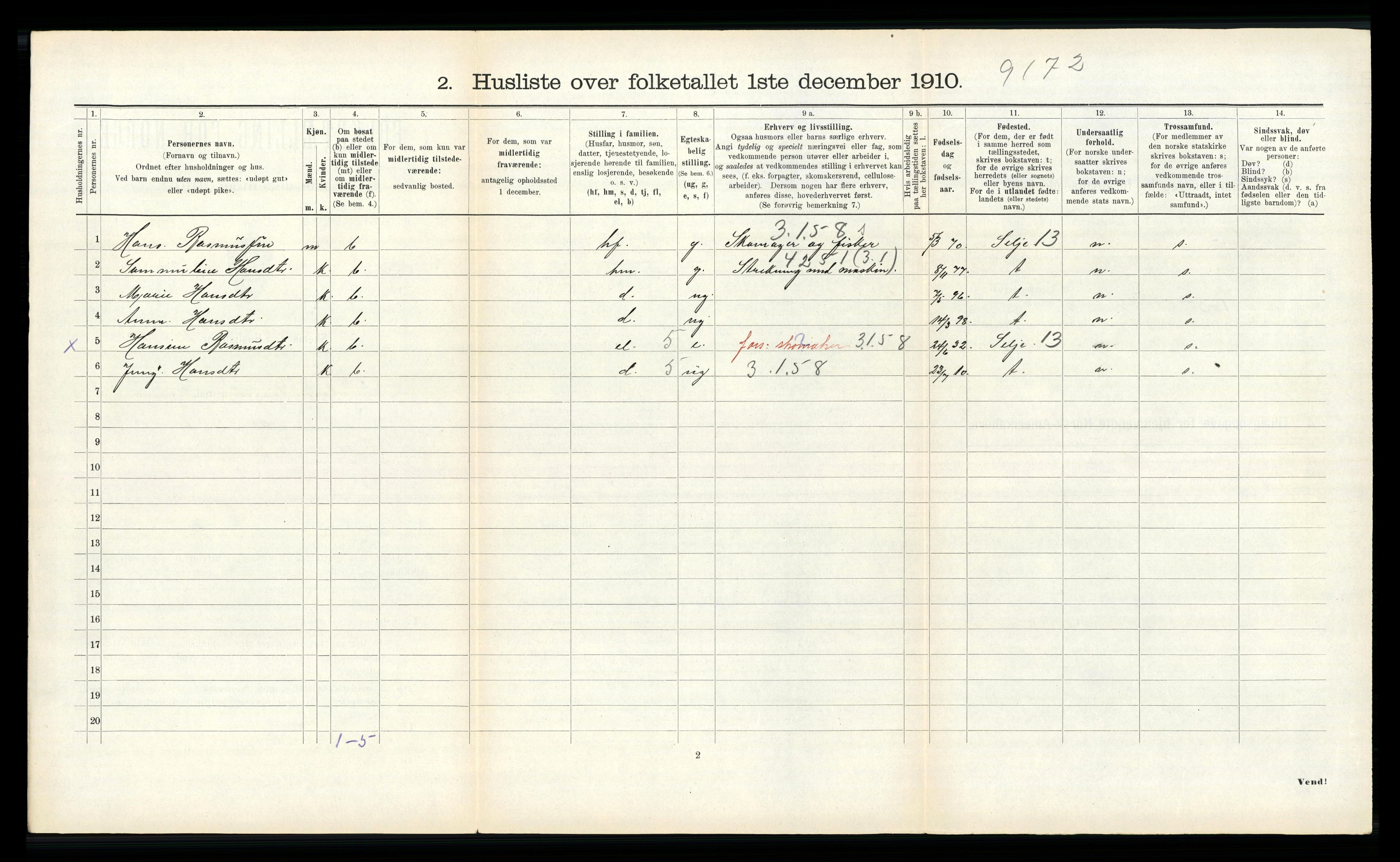 RA, 1910 census for Nord-Vågsøy, 1910, p. 78