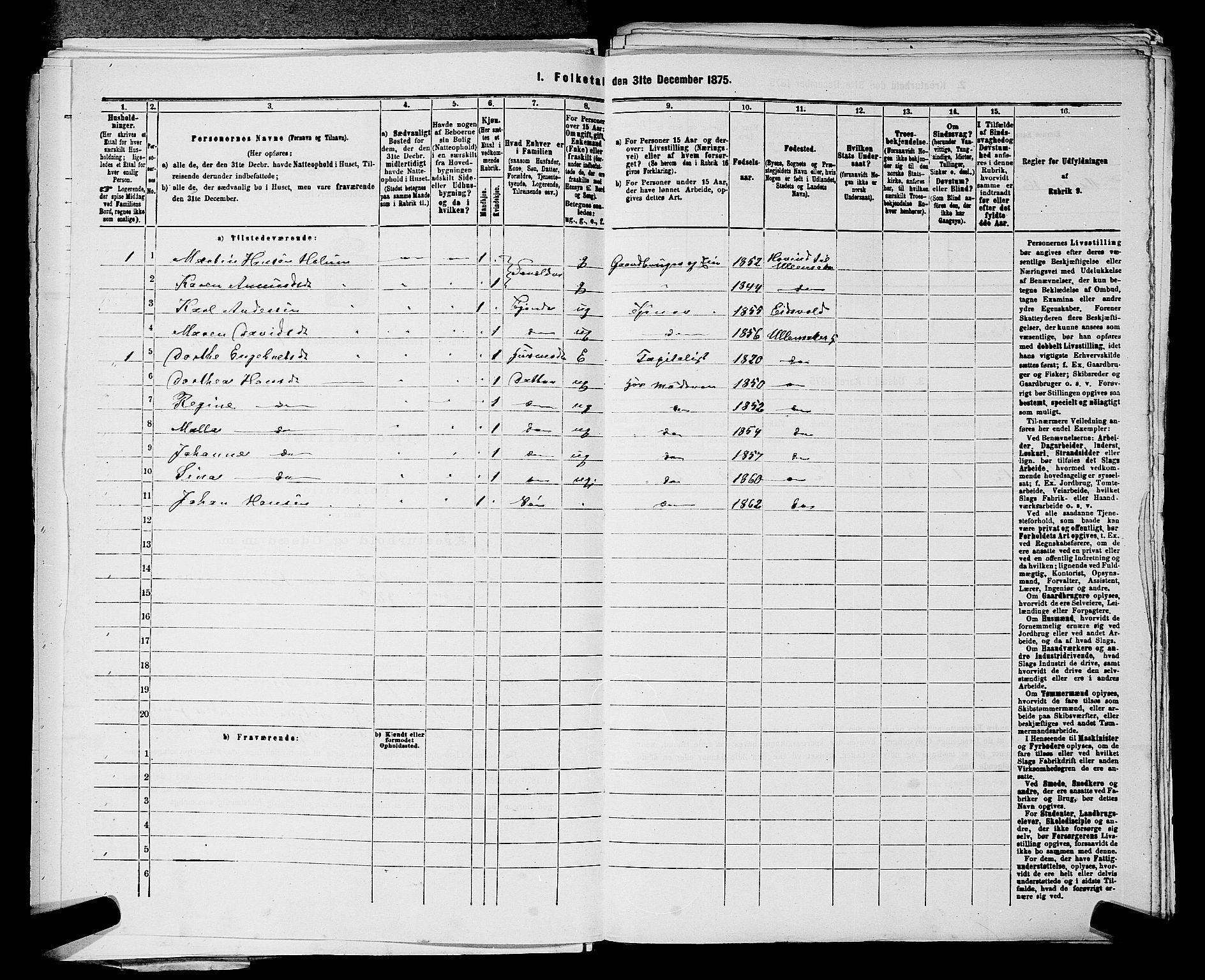 RA, 1875 census for 0235P Ullensaker, 1875, p. 94