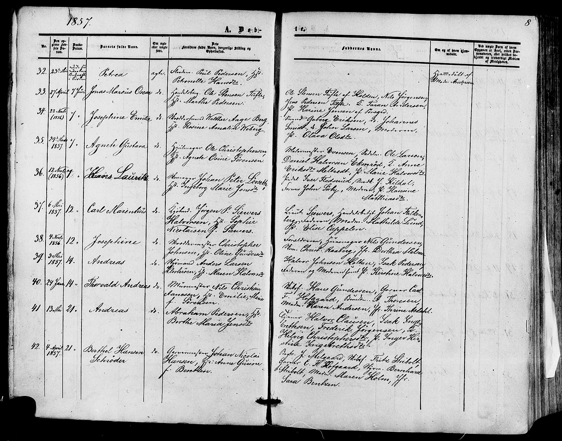 Skien kirkebøker, SAKO/A-302/F/Fa/L0007: Parish register (official) no. 7, 1856-1865, p. 8