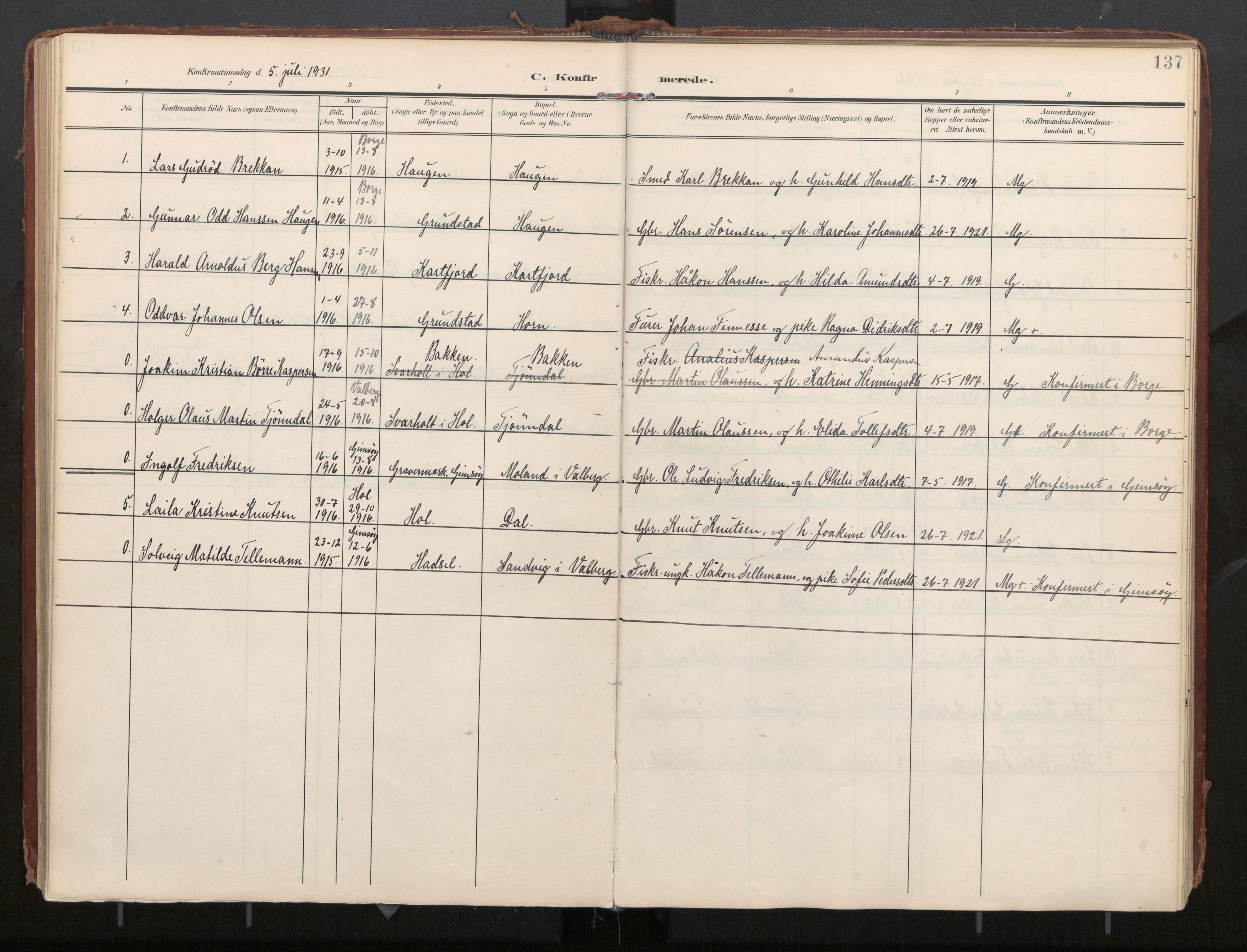 Ministerialprotokoller, klokkerbøker og fødselsregistre - Nordland, SAT/A-1459/884/L1194: Parish register (official) no. 884A02, 1906-1937, p. 137