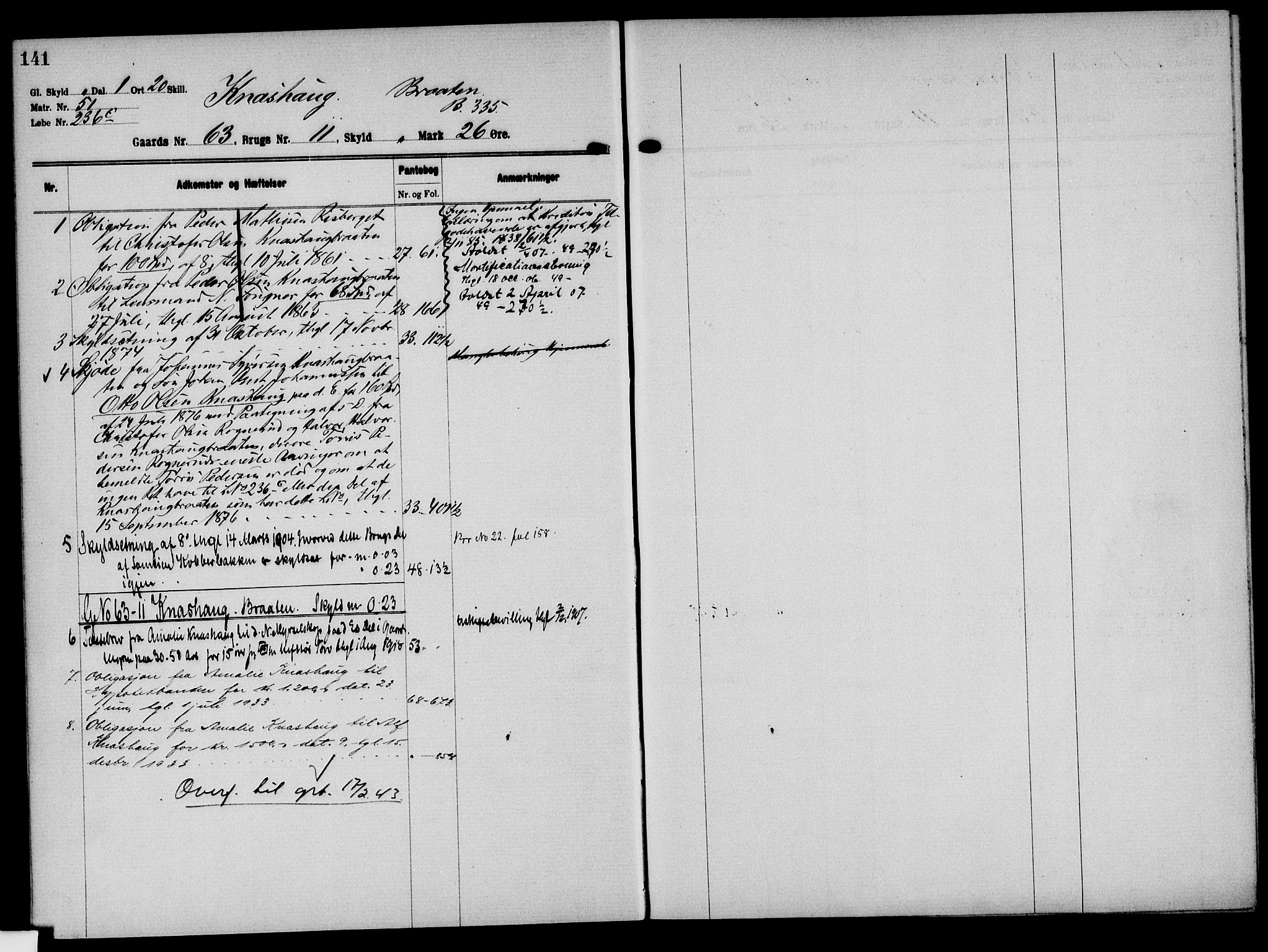 Solør tingrett, AV/SAH-TING-008/H/Ha/Hak/L0005: Mortgage register no. V, 1900-1935, p. 141