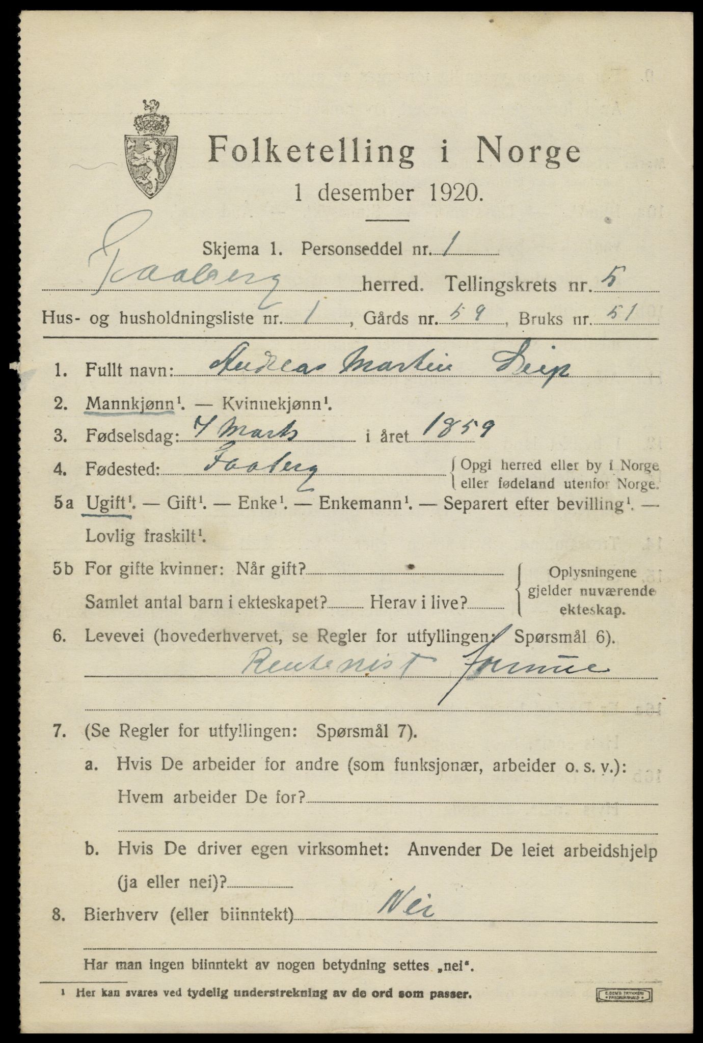 SAH, 1920 census for Fåberg, 1920, p. 5910