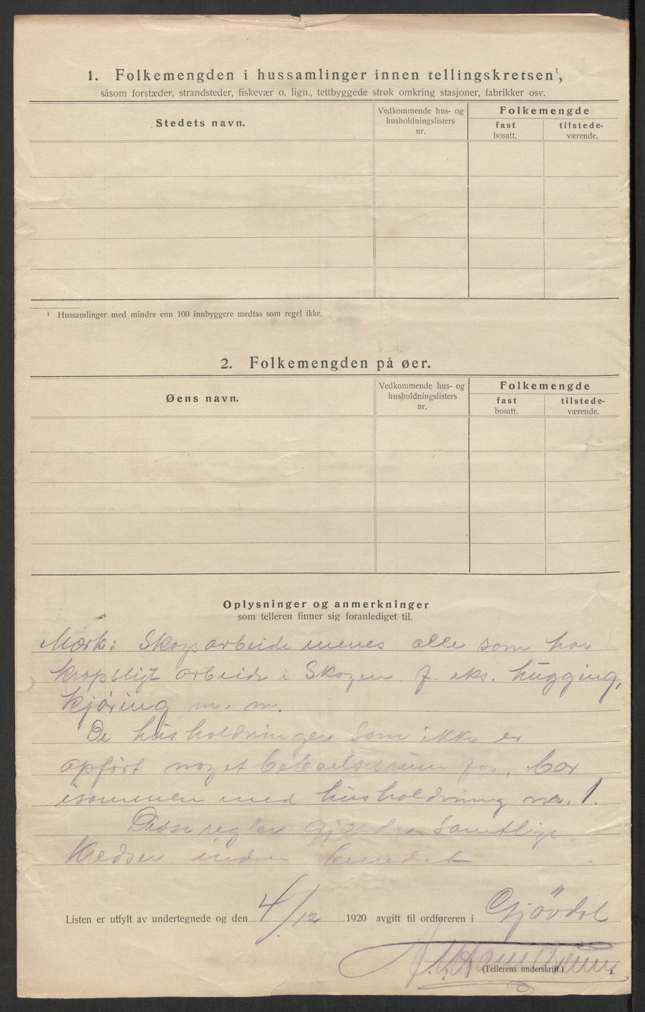 SAK, 1920 census for Gjøvdal, 1920, p. 11