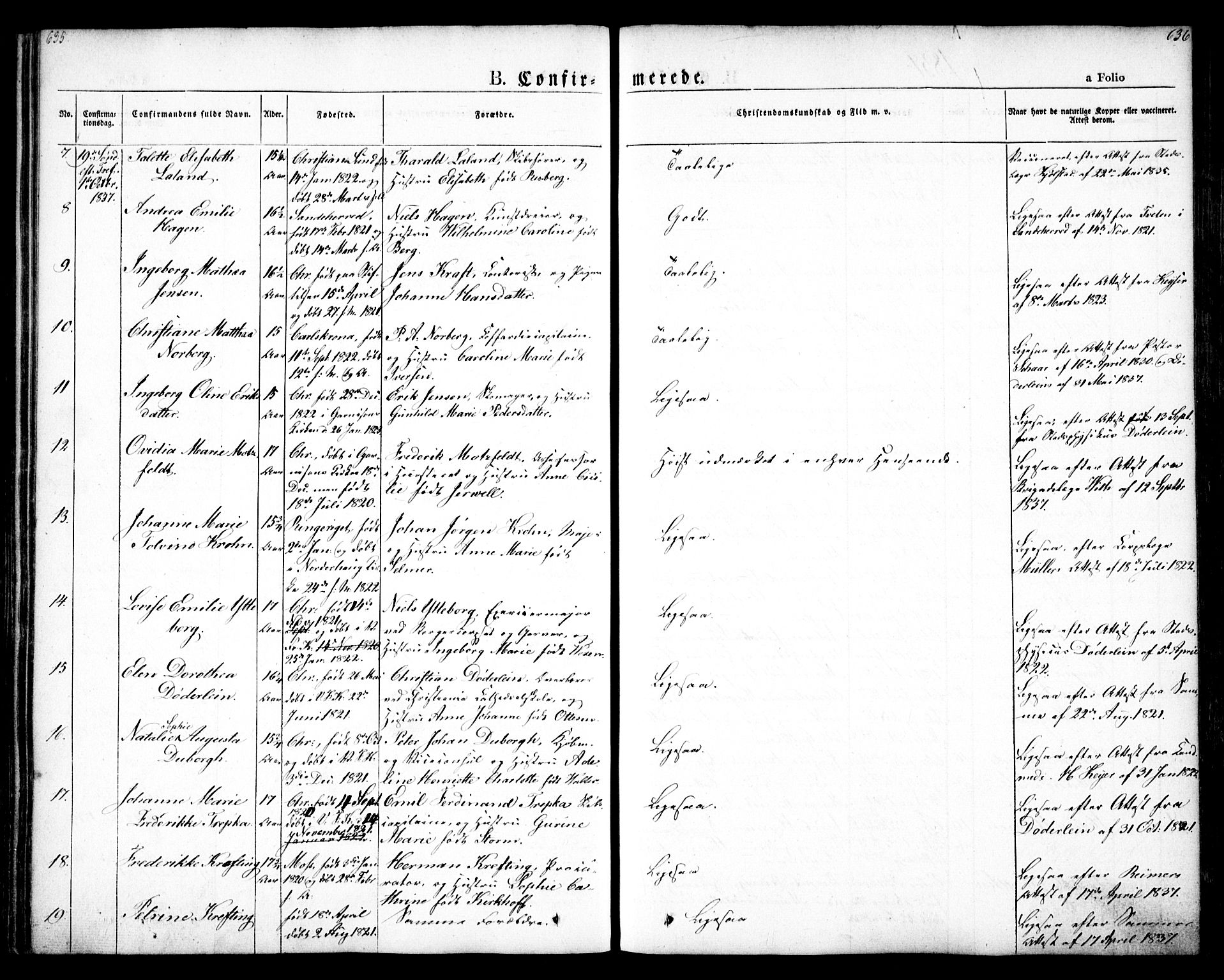 Oslo domkirke Kirkebøker, SAO/A-10752/F/Fa/L0012: Parish register (official) no. 12, 1837-1845, p. 635-636