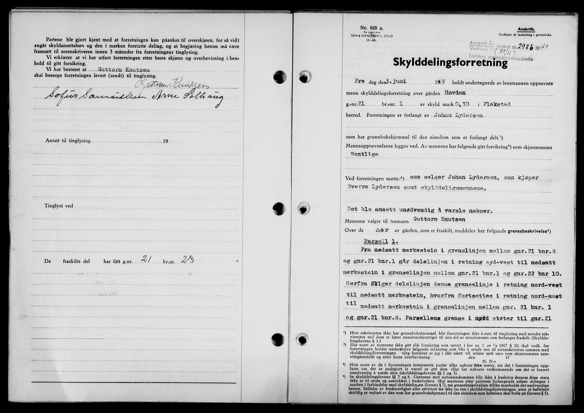 Lofoten sorenskriveri, SAT/A-0017/1/2/2C/L0022a: Mortgage book no. 22a, 1949-1950, Diary no: : 2986/1949