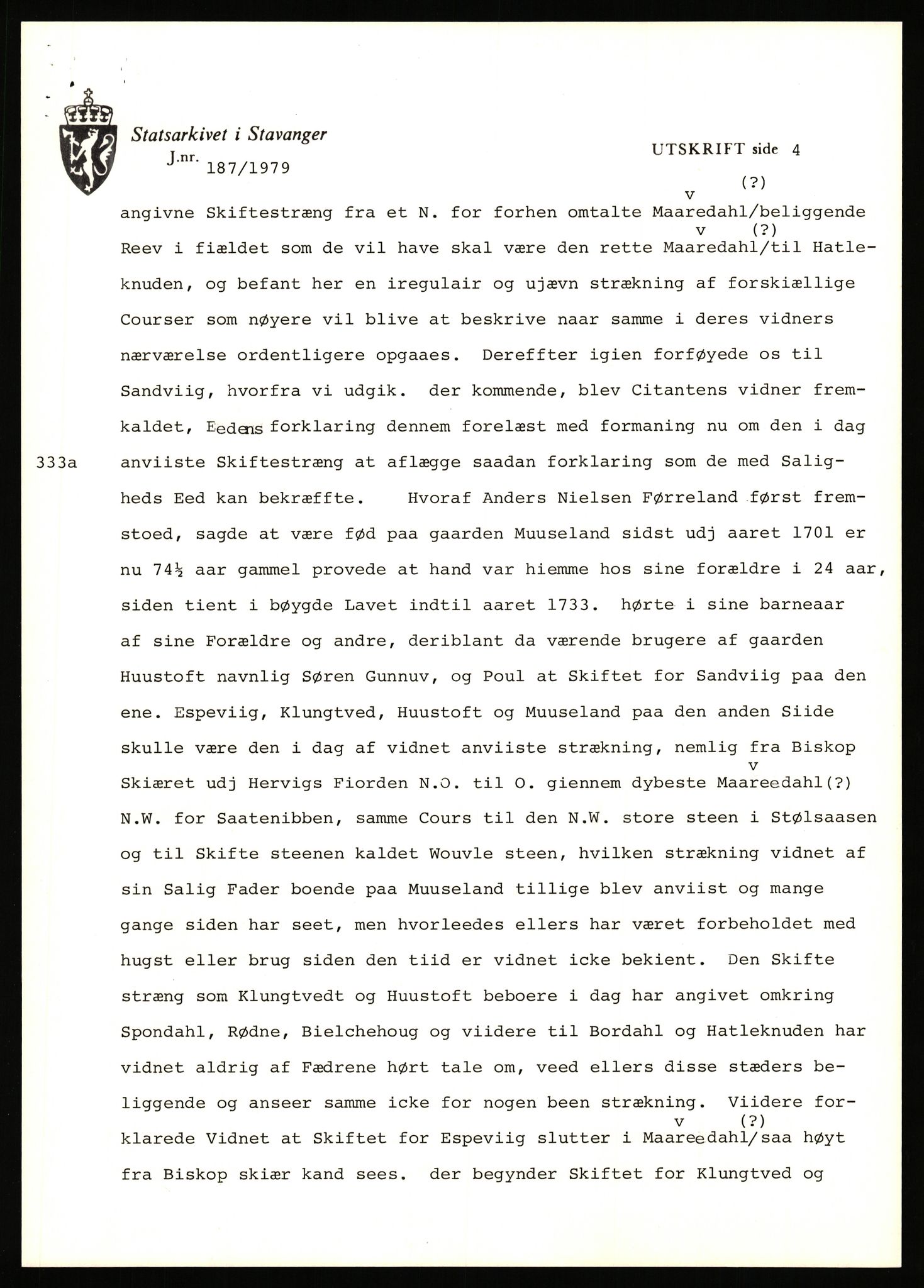 Statsarkivet i Stavanger, AV/SAST-A-101971/03/Y/Yj/L0040: Avskrifter sortert etter gårdnavn: Hovland i Egersun - Hustveit, 1750-1930, p. 658