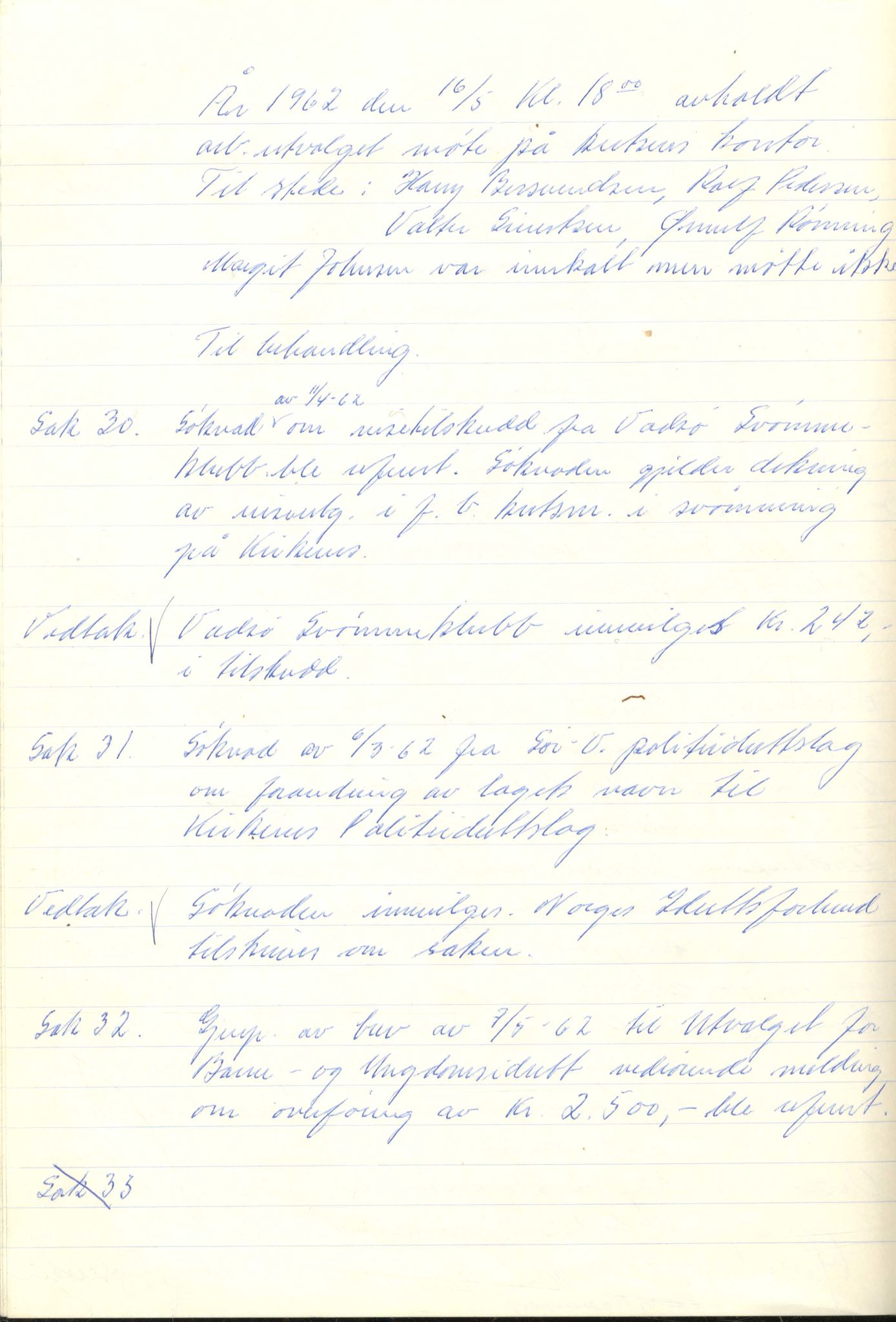 Aust-Finnmark Idrettskrets , FMFB/A-1041/A/L0005: Møteprotokoll for styre, ting og arbeidsutvalg, 1958-1963, p. 161