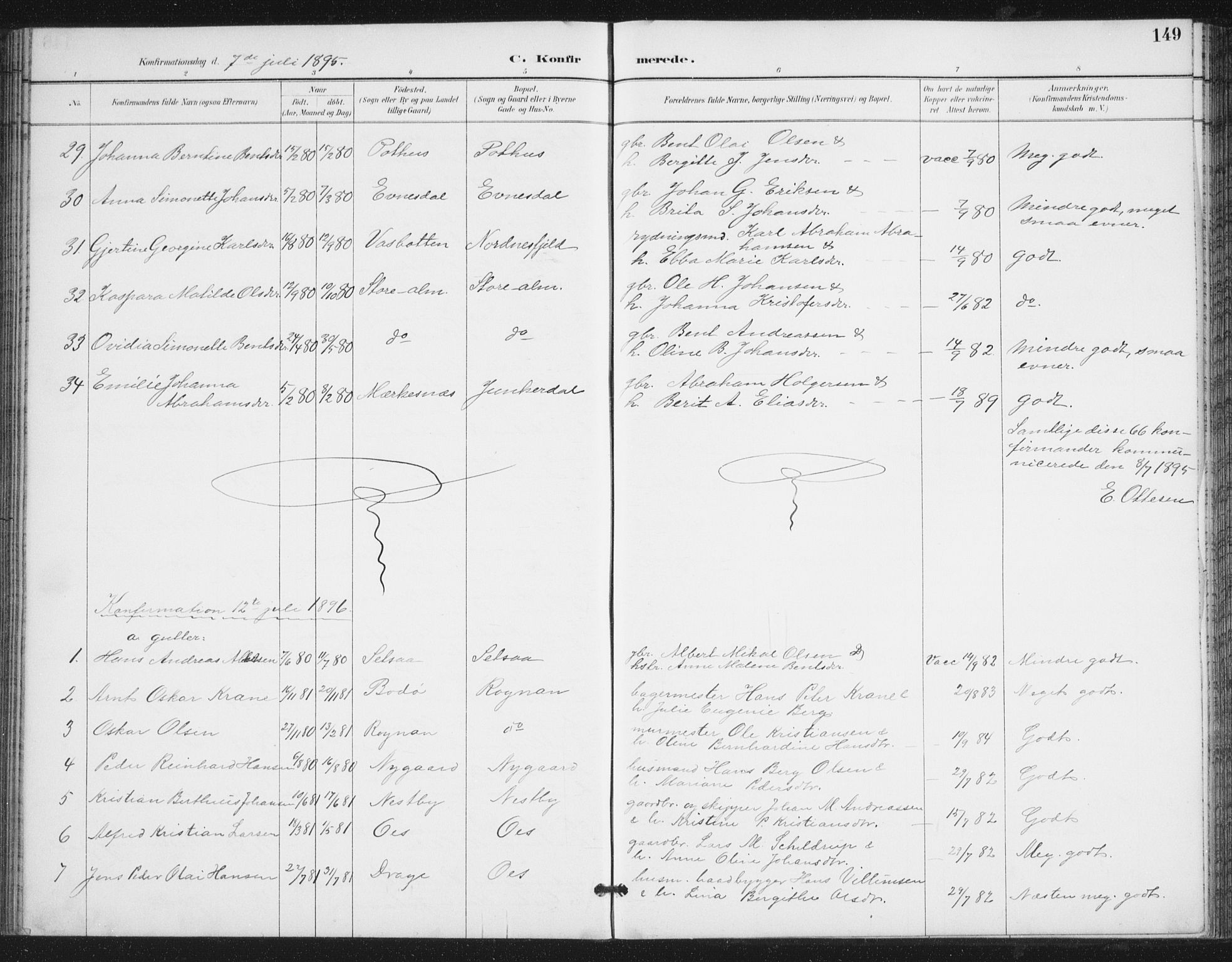 Ministerialprotokoller, klokkerbøker og fødselsregistre - Nordland, AV/SAT-A-1459/847/L0682: Parish register (copy) no. 847C10, 1889-1907, p. 149