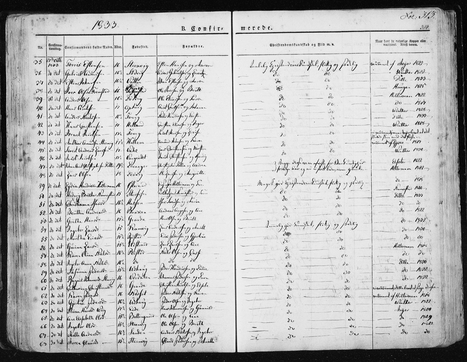 Ministerialprotokoller, klokkerbøker og fødselsregistre - Sør-Trøndelag, SAT/A-1456/659/L0735: Parish register (official) no. 659A05, 1826-1841, p. 313