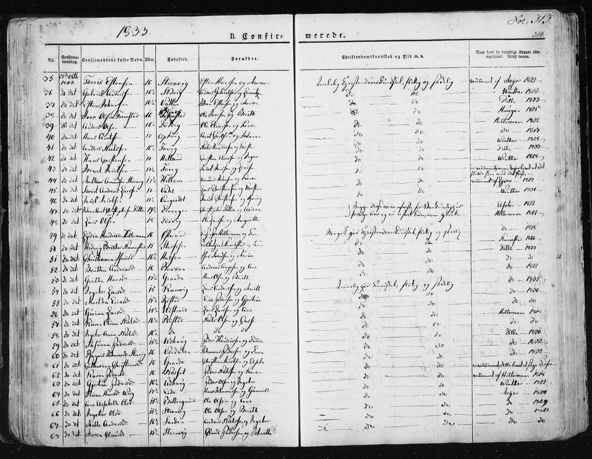 Ministerialprotokoller, klokkerbøker og fødselsregistre - Sør-Trøndelag, AV/SAT-A-1456/659/L0735: Parish register (official) no. 659A05, 1826-1841, p. 313