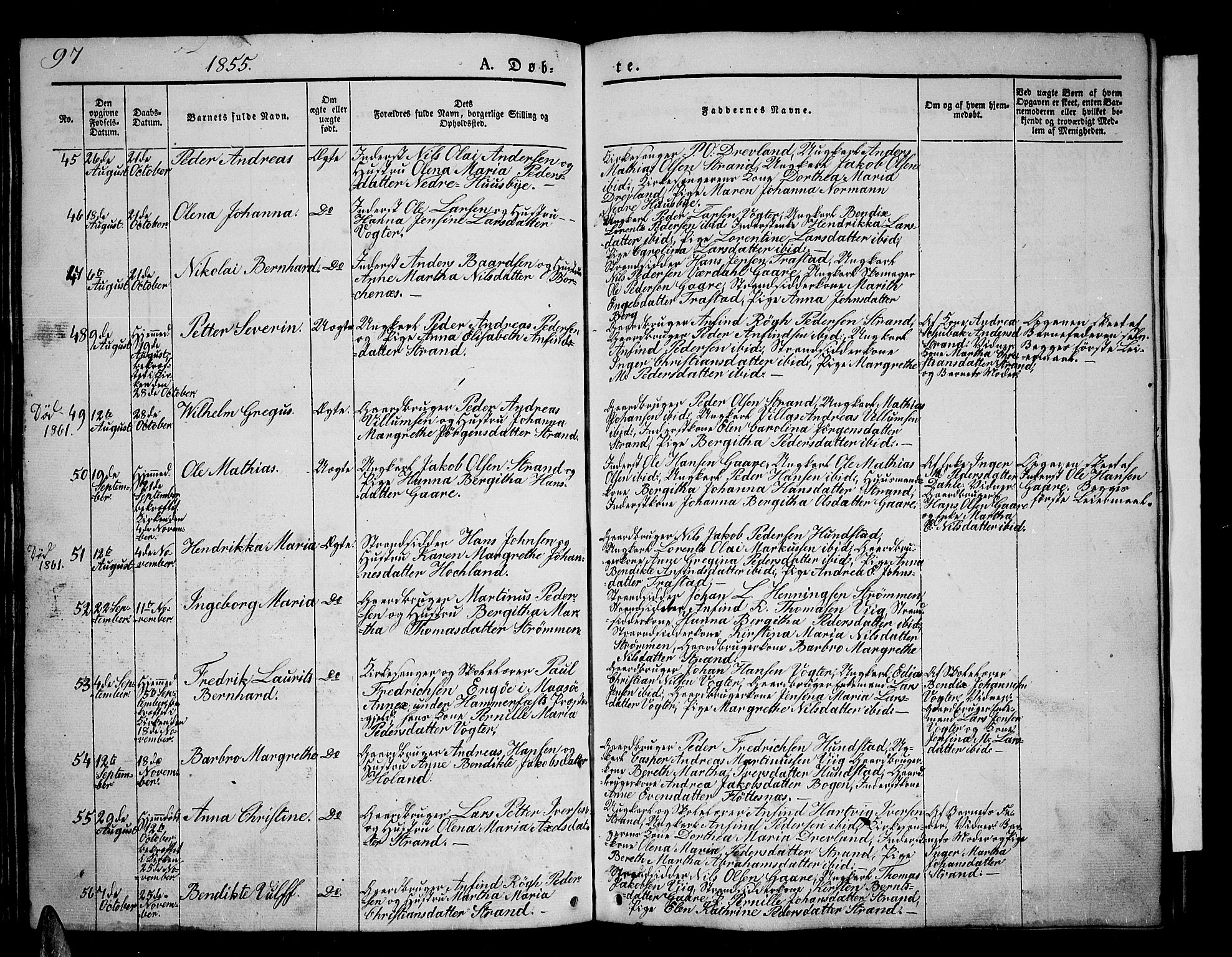 Kvæfjord sokneprestkontor, AV/SATØ-S-1323/G/Ga/Gab/L0002klokker: Parish register (copy) no. 2, 1841-1855, p. 97