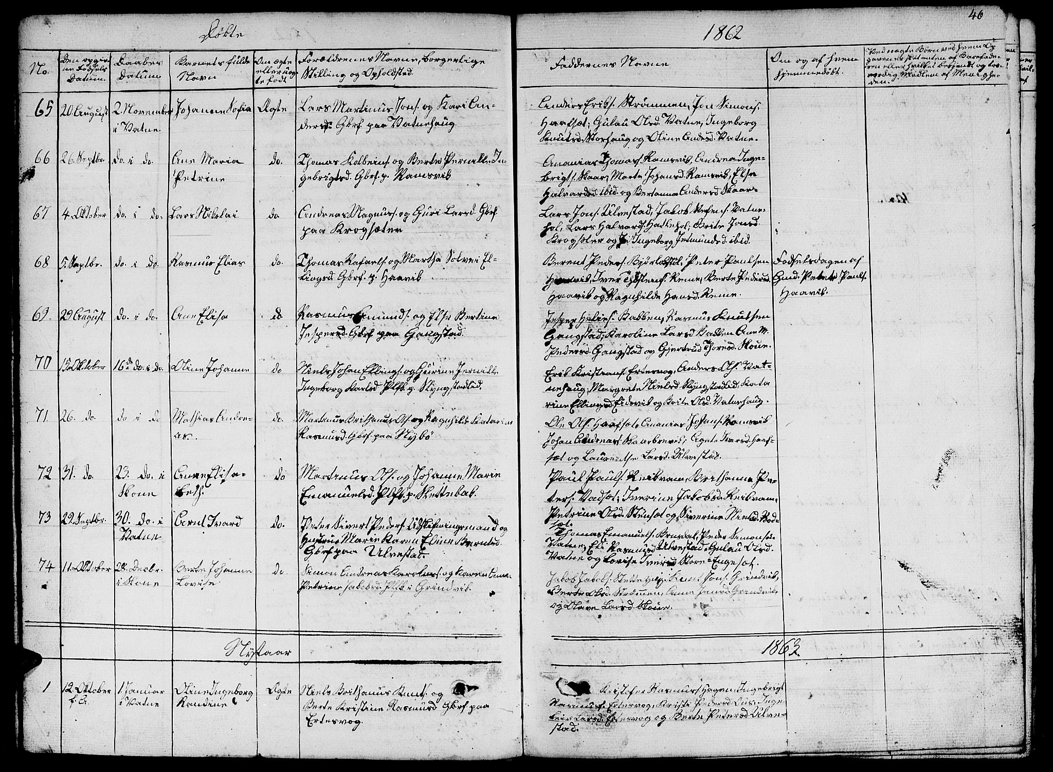 Ministerialprotokoller, klokkerbøker og fødselsregistre - Møre og Romsdal, AV/SAT-A-1454/524/L0363: Parish register (copy) no. 524C04, 1855-1864, p. 46