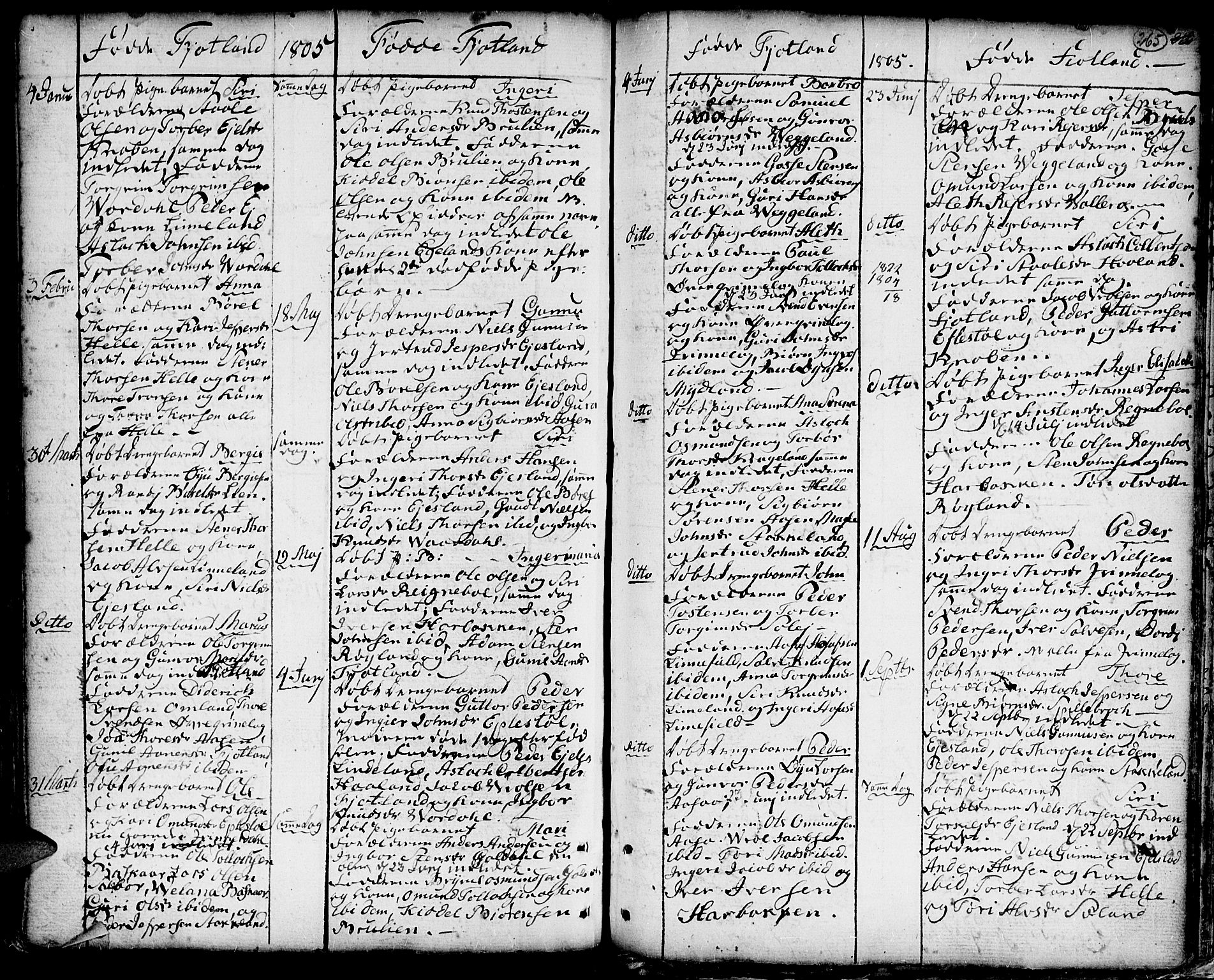 Hægebostad sokneprestkontor, SAK/1111-0024/F/Fa/Faa/L0001: Parish register (official) no. A 1 /3, 1760-1826, p. 265