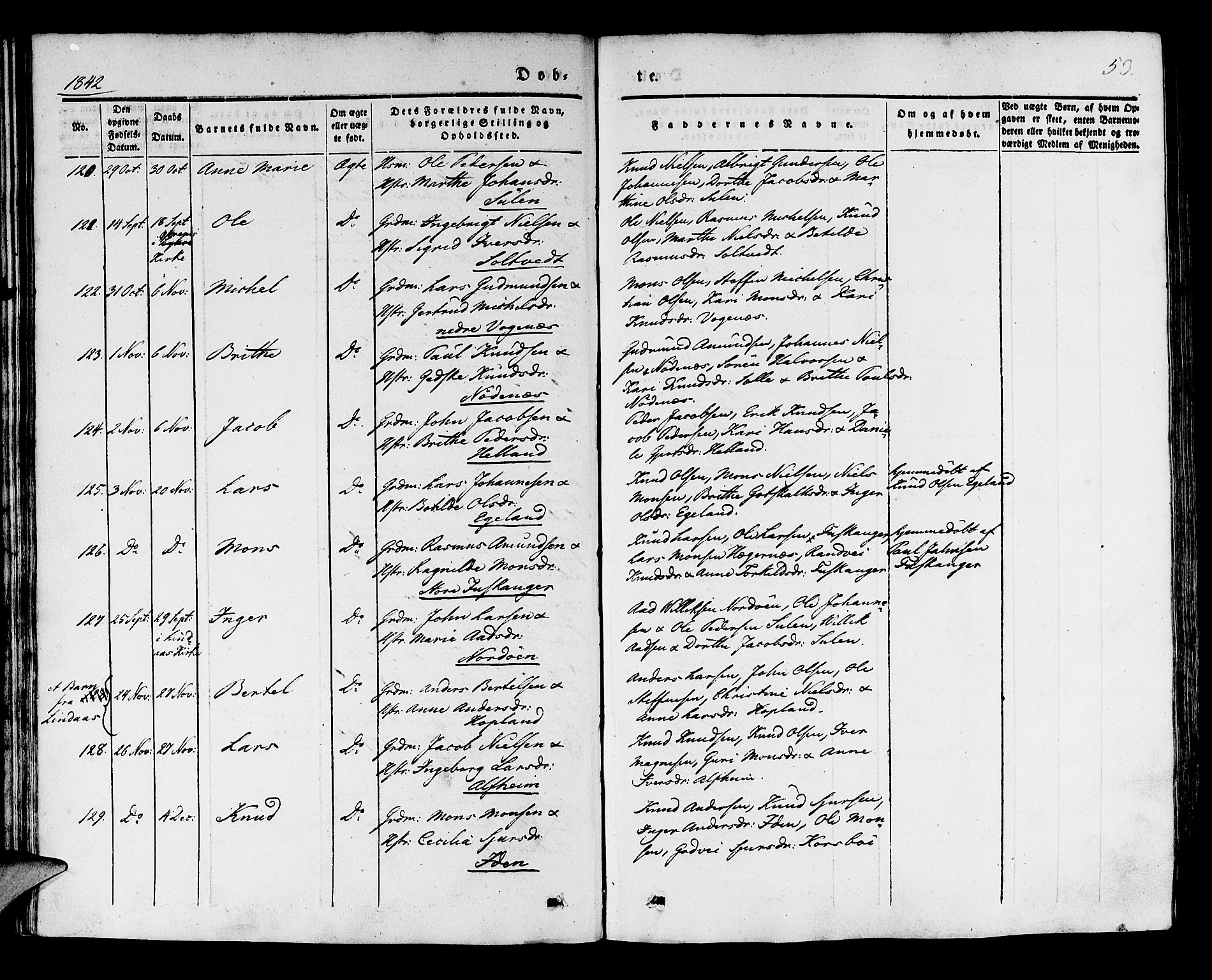 Manger sokneprestembete, AV/SAB-A-76801/H/Haa: Parish register (official) no. A 5, 1839-1848, p. 53