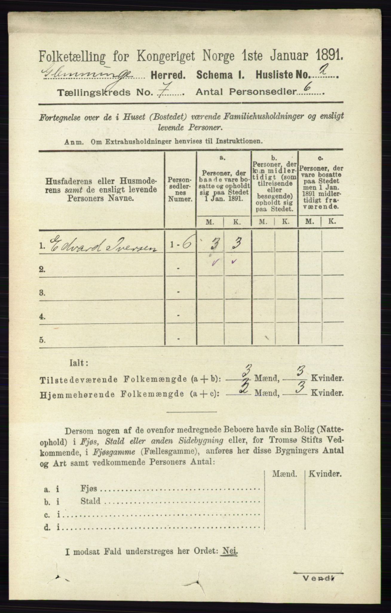 RA, 1891 census for 0132 Glemmen, 1891, p. 9106