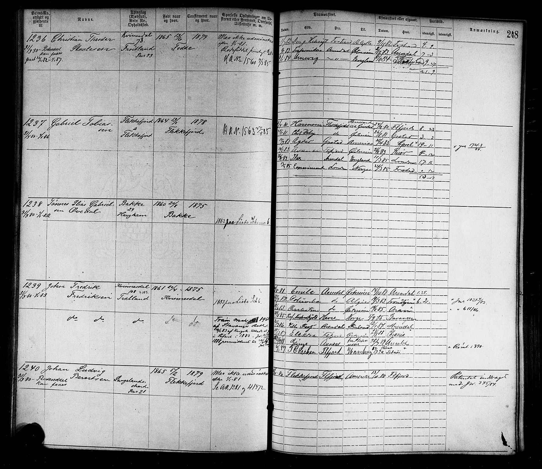 Flekkefjord mønstringskrets, AV/SAK-2031-0018/F/Fa/L0002: Annotasjonsrulle nr 1-1920 med register, N-2, 1870-1891, p. 276