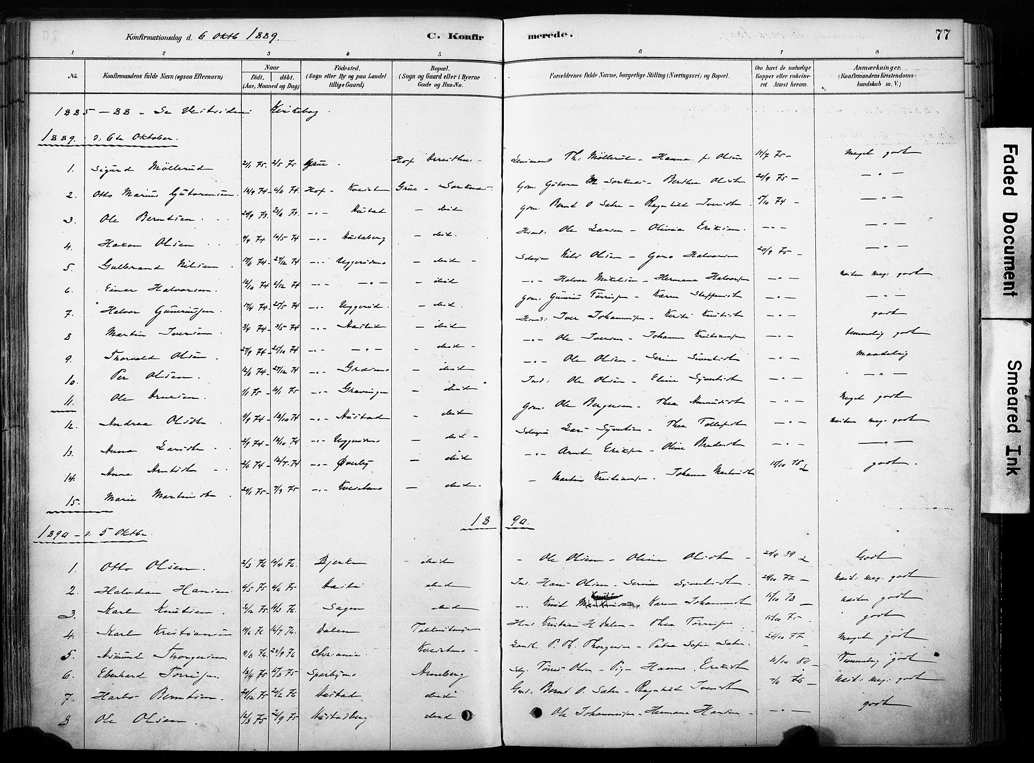 Hof prestekontor, AV/SAH-PREST-038/H/Ha/Haa/L0011: Parish register (official) no. 11, 1879-1911, p. 77