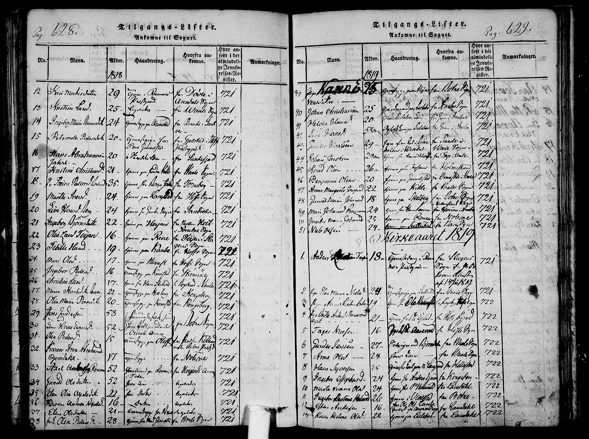 Ramnes kirkebøker, AV/SAKO-A-314/F/Fa/L0004: Parish register (official) no. I 4, 1813-1840, p. 628-629