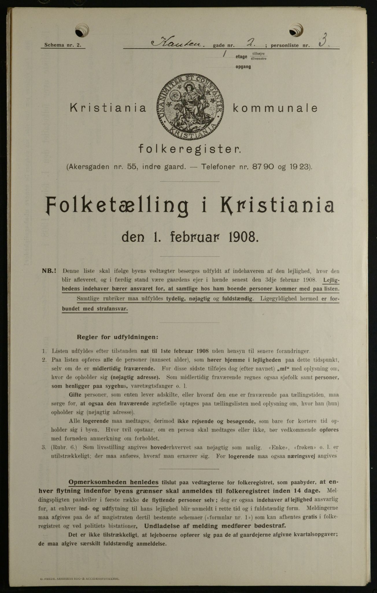 OBA, Municipal Census 1908 for Kristiania, 1908, p. 43129