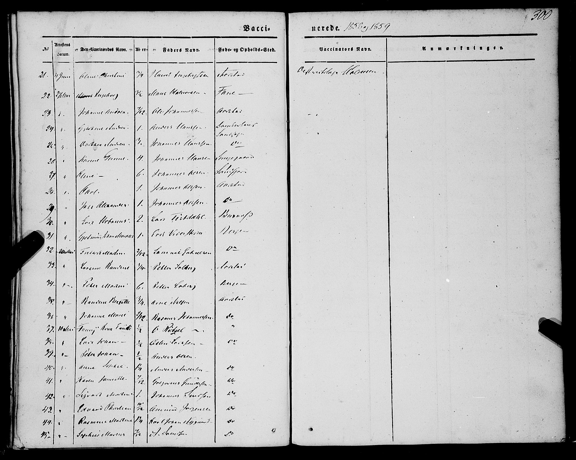 St. Jørgens hospital og Årstad sokneprestembete, AV/SAB-A-99934: Parish register (official) no. A 4, 1844-1863, p. 300