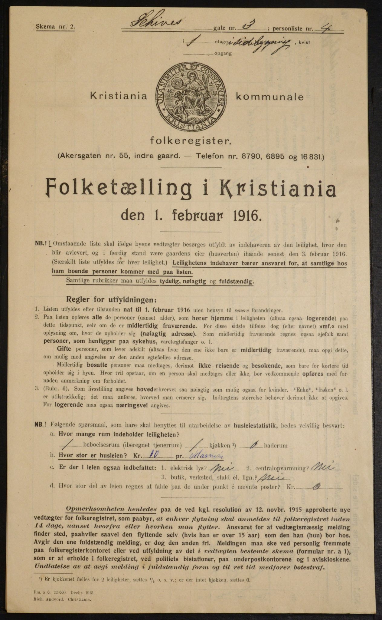 OBA, Municipal Census 1916 for Kristiania, 1916, p. 91745