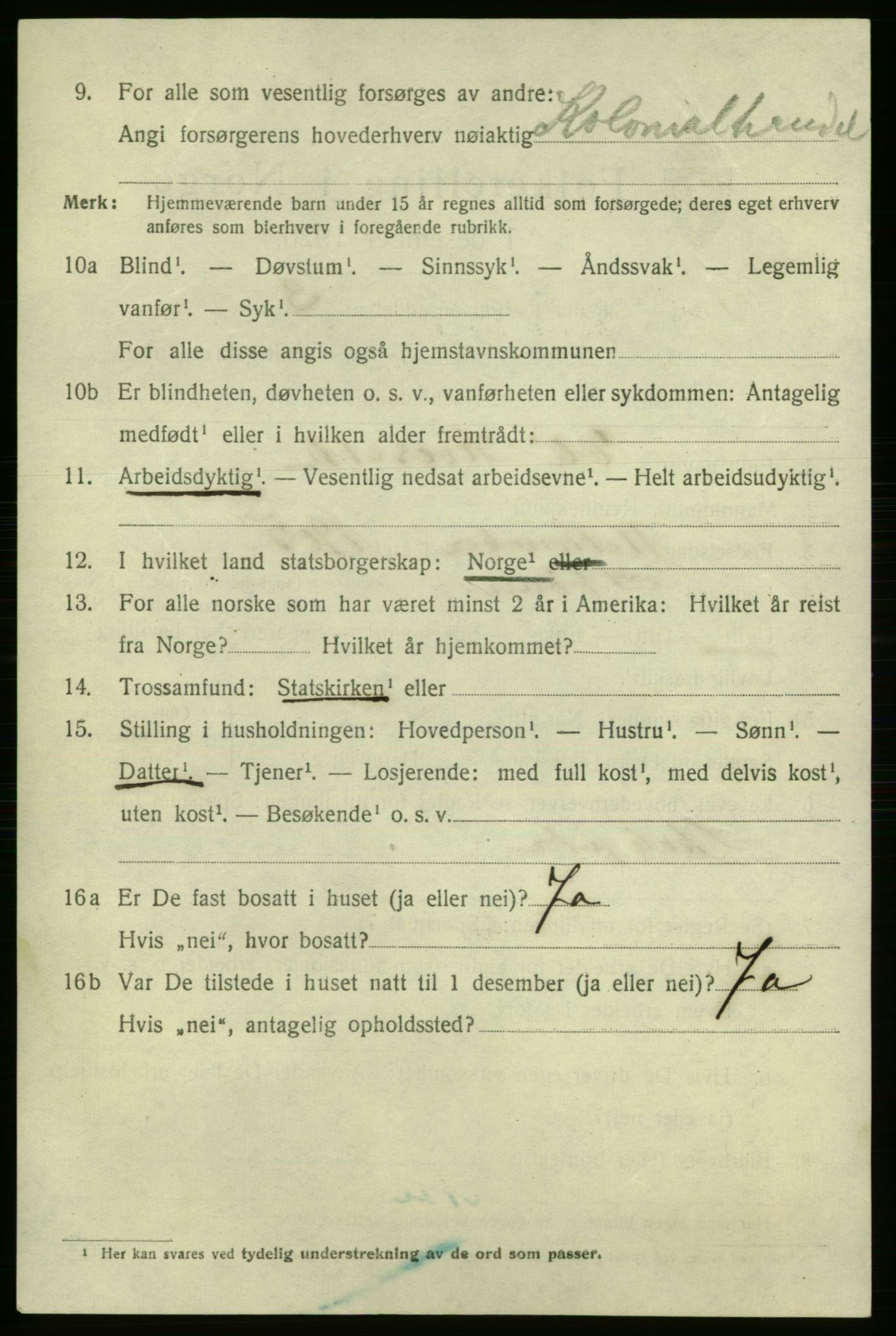 SAO, 1920 census for Fredrikshald, 1920, p. 16234