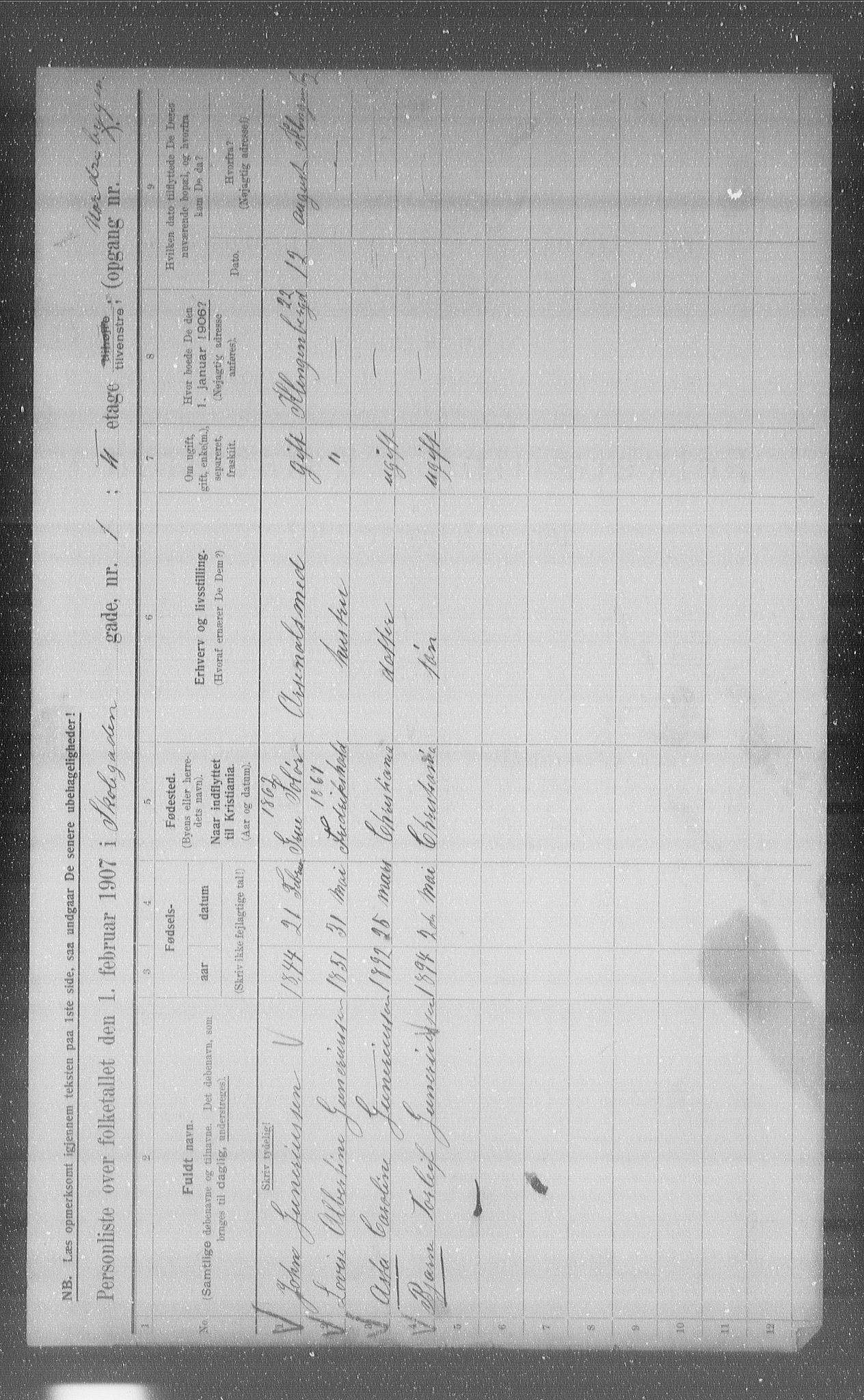 OBA, Municipal Census 1907 for Kristiania, 1907, p. 49125