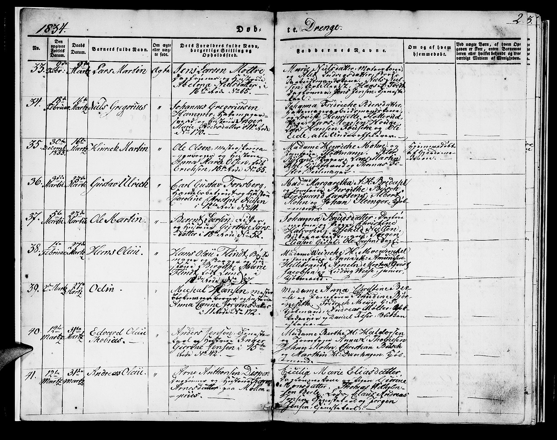 Domkirken sokneprestembete, SAB/A-74801/H/Haa/L0014: Parish register (official) no. A 13, 1830-1837, p. 2