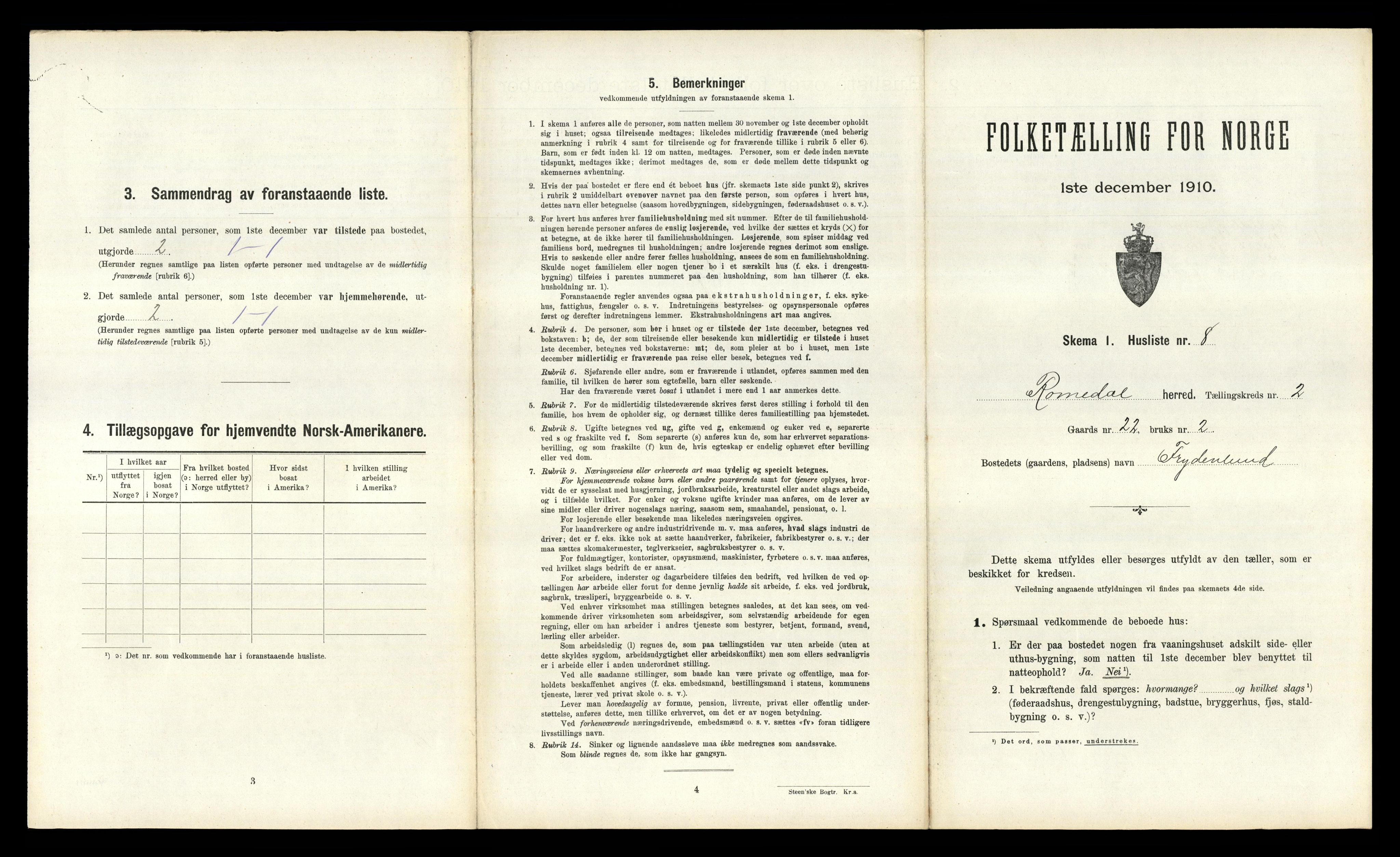 RA, 1910 census for Romedal, 1910, p. 345