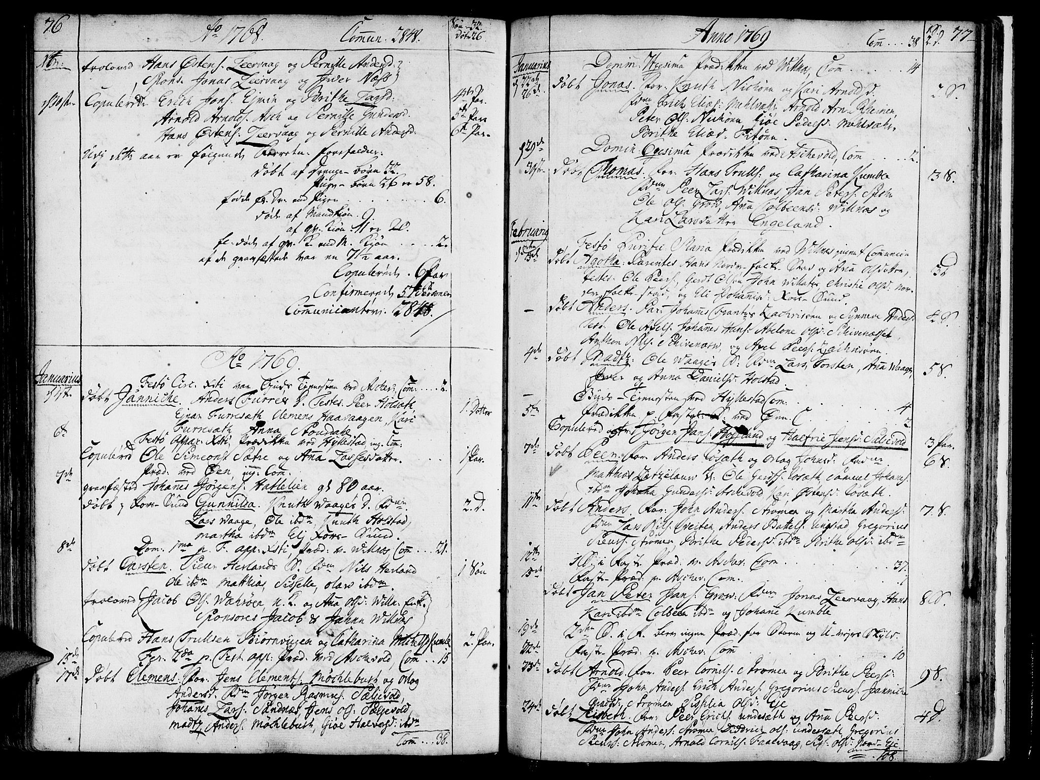 Askvoll sokneprestembete, SAB/A-79501/H/Haa/Haaa/L0008: Parish register (official) no. A 8, 1749-1775, p. 76-77