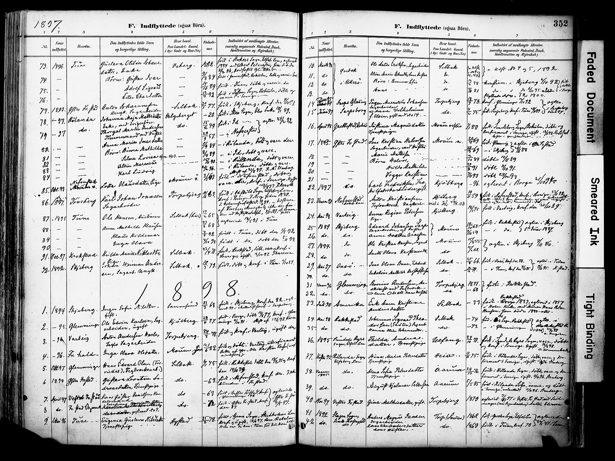 Borge prestekontor Kirkebøker, AV/SAO-A-10903/F/Fa/L0008: Parish register (official) no. I 8B, 1887-1902, p. 352