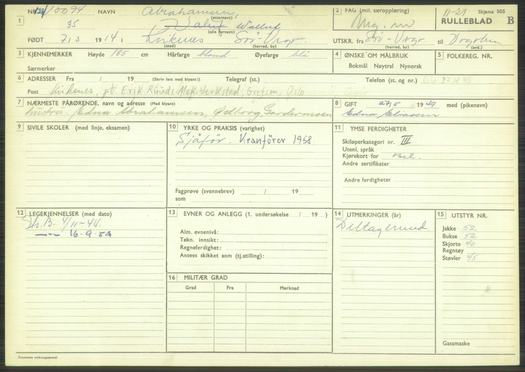 Forsvaret, Varanger bataljon, AV/RA-RAFA-2258/1/D/L0444: Rulleblad for menige født 1913-1914, 1913-1914, p. 268