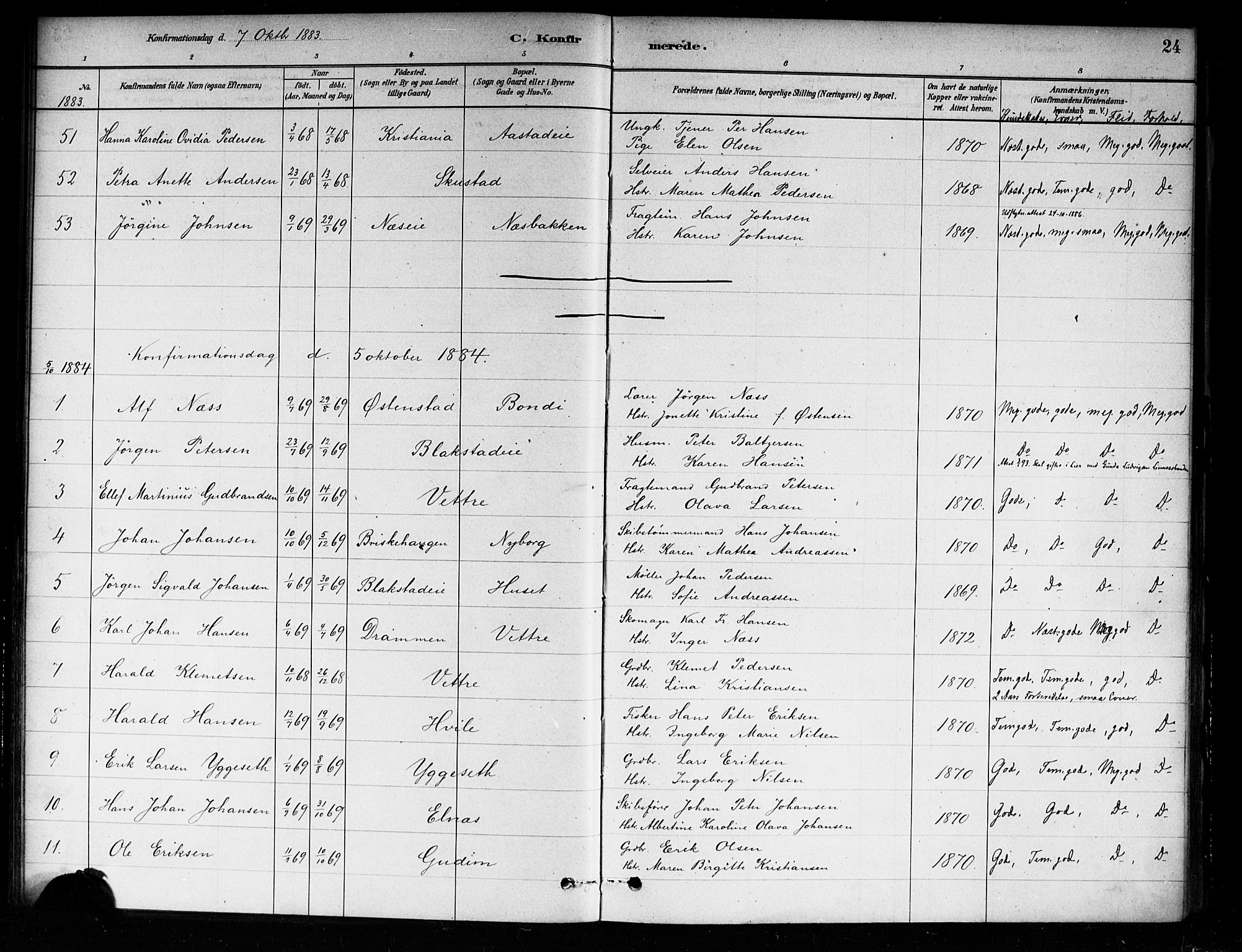 Asker prestekontor Kirkebøker, SAO/A-10256a/F/Fa/L0014: Parish register (official) no. I 14, 1879-1900, p. 24
