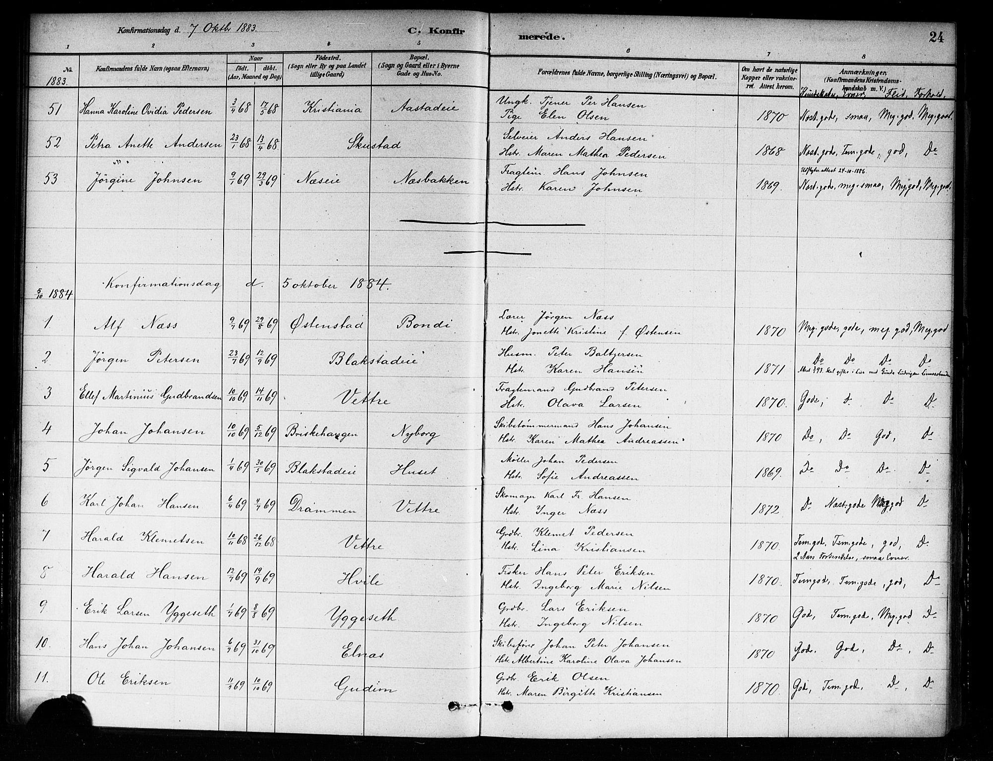 Asker prestekontor Kirkebøker, AV/SAO-A-10256a/F/Fa/L0014: Parish register (official) no. I 14, 1879-1900, p. 24