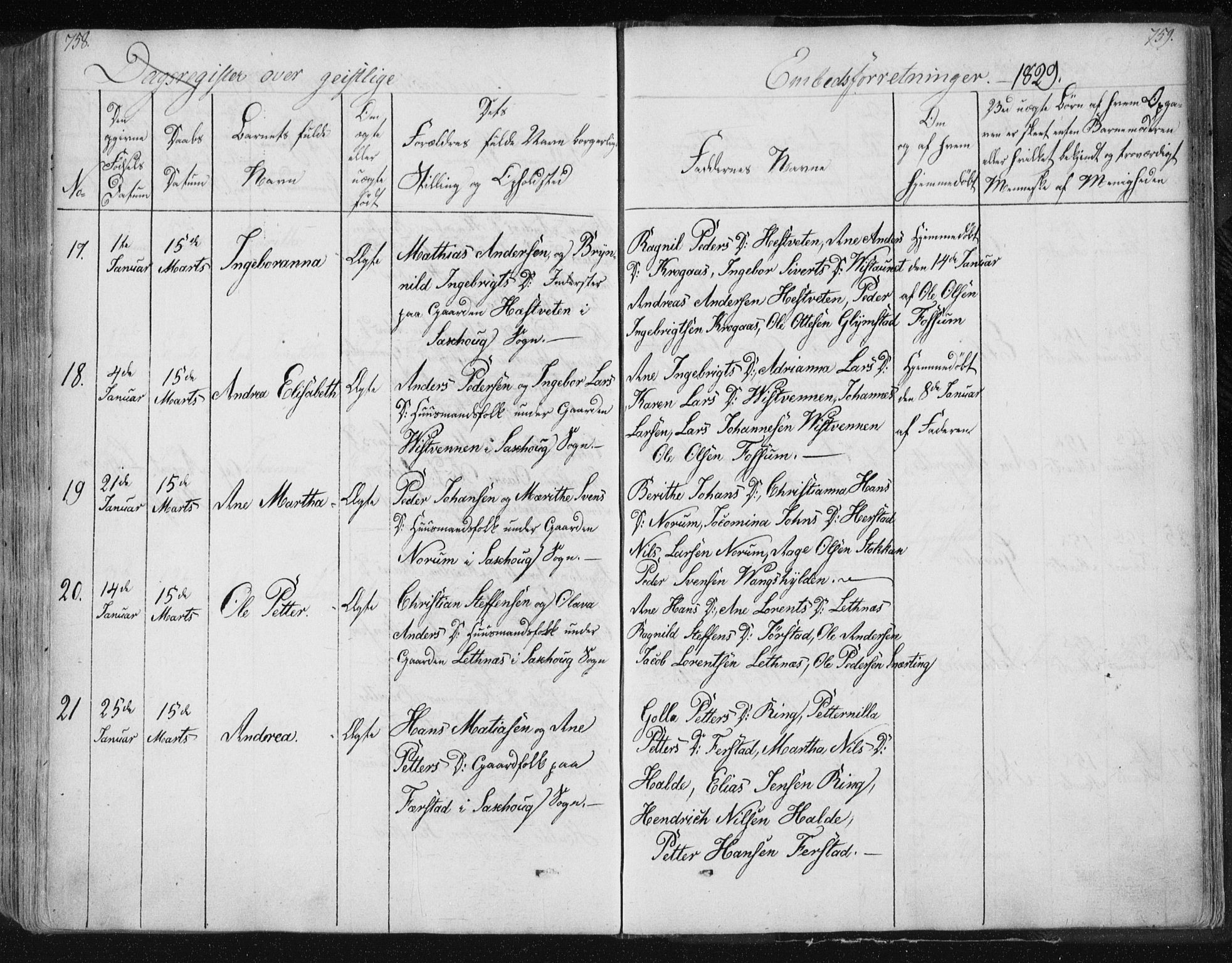 Ministerialprotokoller, klokkerbøker og fødselsregistre - Nord-Trøndelag, AV/SAT-A-1458/730/L0276: Parish register (official) no. 730A05, 1822-1830, p. 758-759