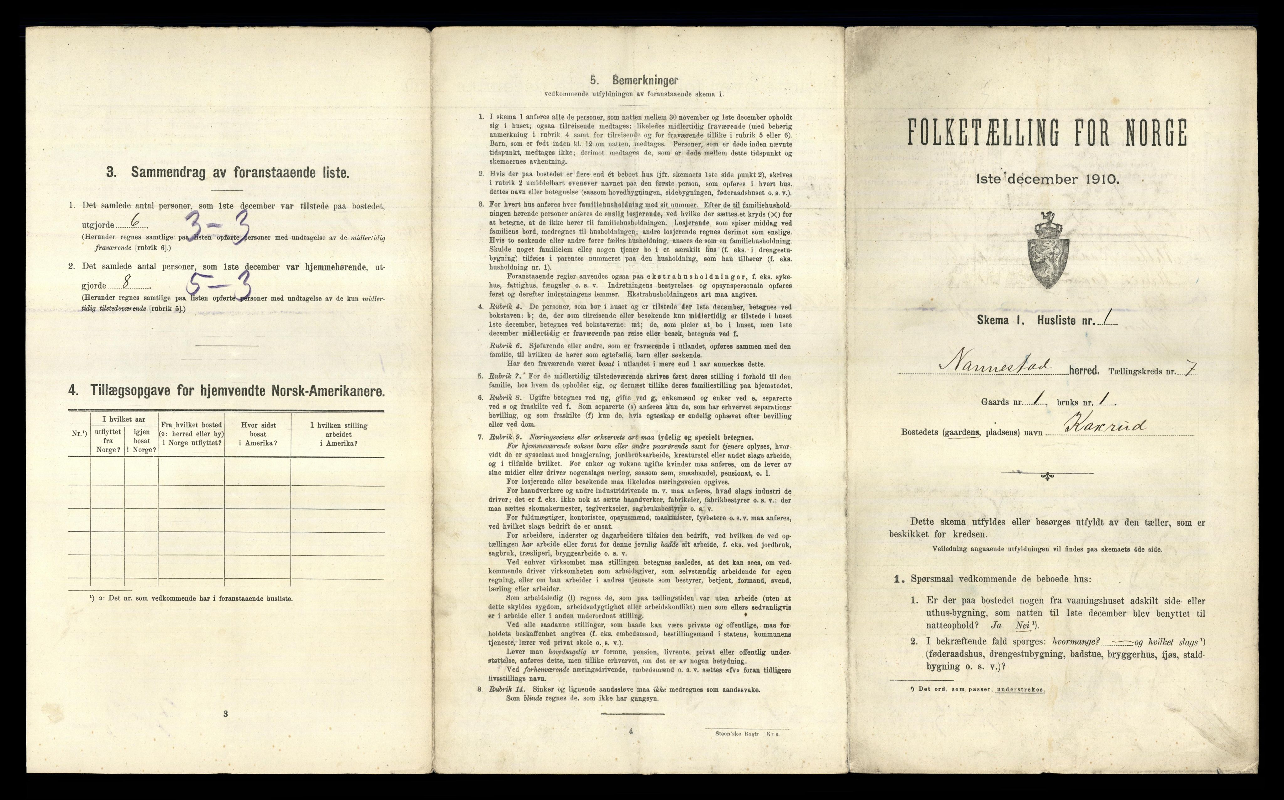 RA, 1910 census for Nannestad, 1910, p. 791